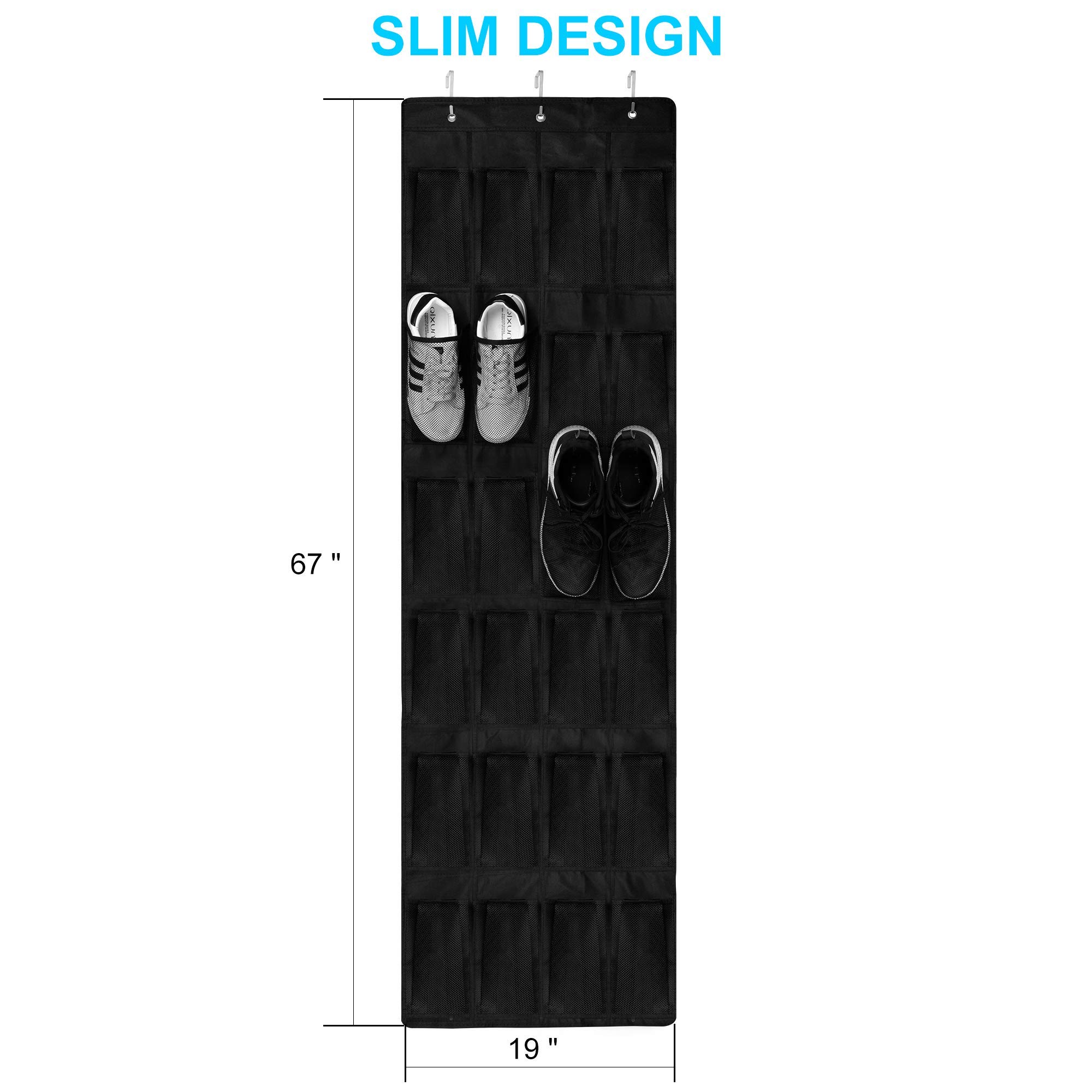 Over the Door Shoe Organizer with 24 Large Mesh Pockets - Space Saving Hanging Shoe Rack for Closet, Bedroom & Entryway - Perfect for Storing Shoes, Socks, Underwear, Jewelry & Accessories - Ideal for Small Spaces & Home Organization
