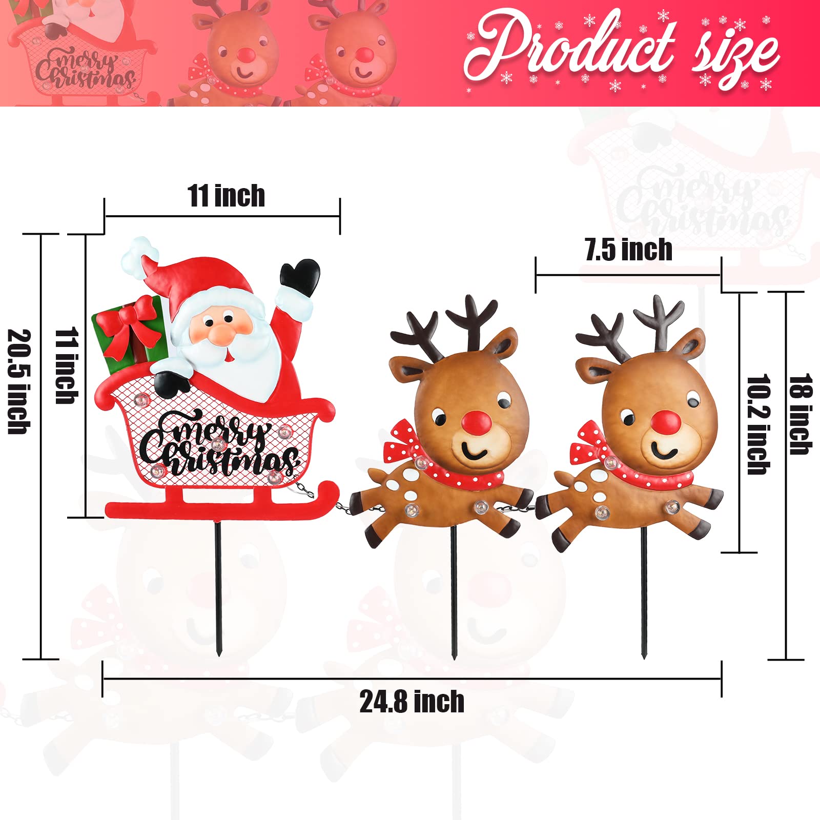 Wonder Solar Christmas Yard Signs Stakes - Santa's Reindeer LED Lighted Outdoor Decor for Garden, Patio, Lawn | Weatherproof Holiday Decoration for Christmas, Xmas Party & Winter Festivities