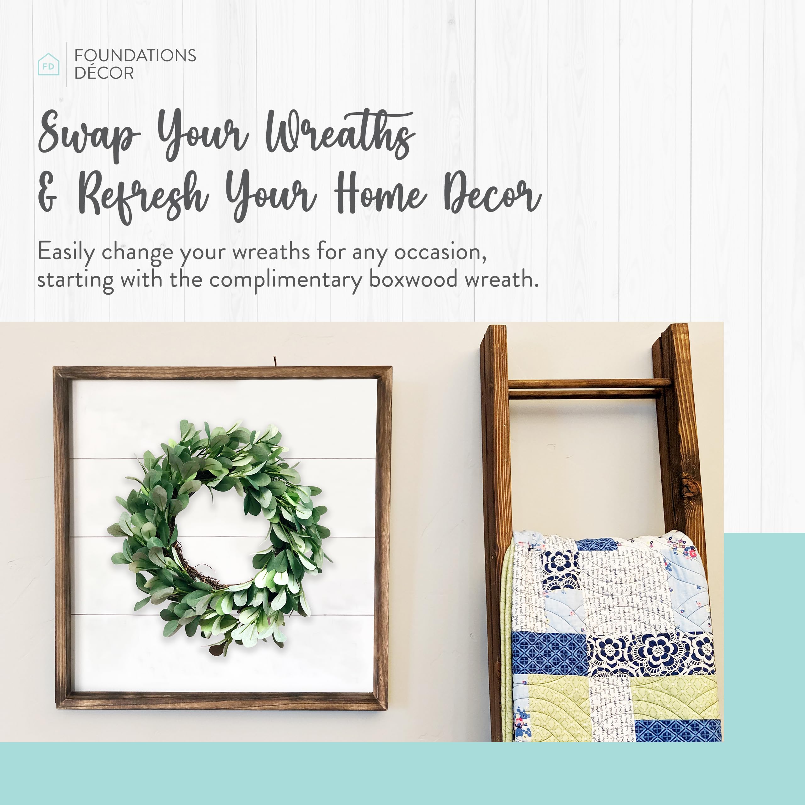 Rustic Farmhouse Small Wreath - Handmade Seasonal Wreath Frame for Wall Decor - Perfect for Living Room, Entryway, Kitchen & Fall Home Decor by Foundations Decor | Farmhouse Style, Holiday & Seasonal Home Decoration