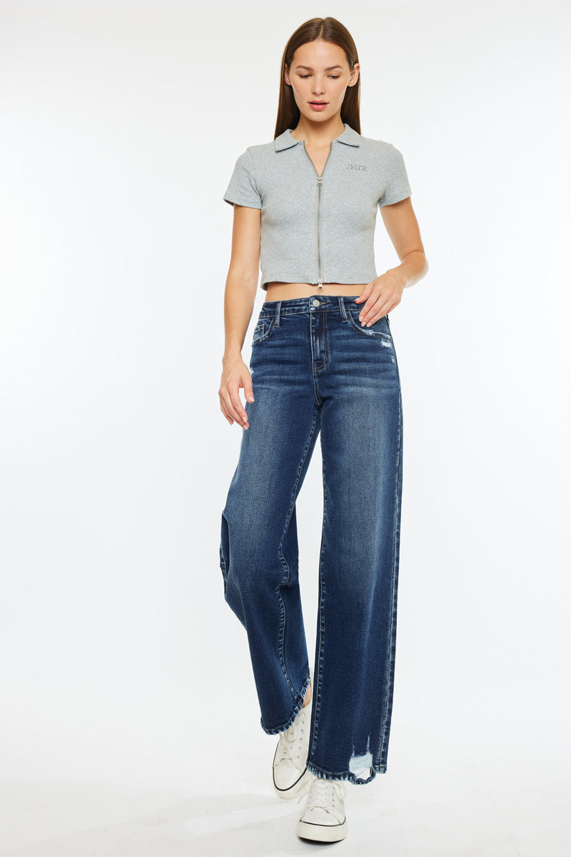 Dania Essentials High Rise Wide Leg Jeans for Women - Comfortable Stretch Denim Pants with Flared Fit | Perfect for Casual Outfits, Office Wear & Weekend Looks