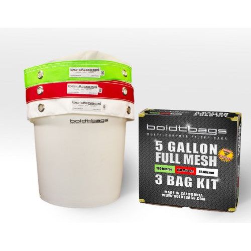Boldtbags 5 Gallon Full Mesh Extraction Bags - 3 Bag Kit for Herbal Extraction, Bubble Hash, and Essential Oil Making