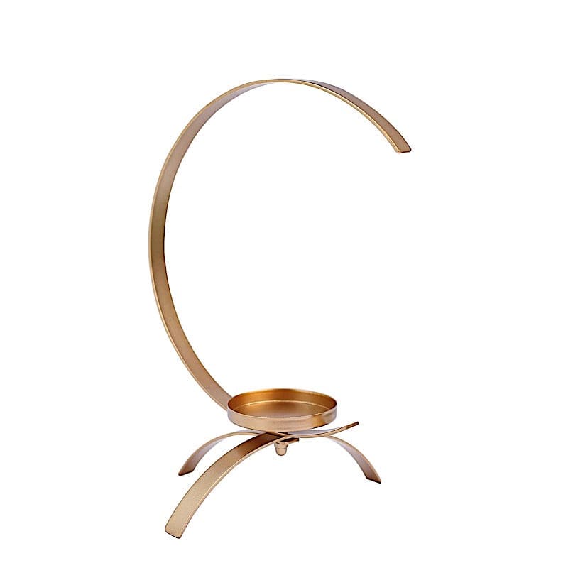 13 Half Moon Shaped Metal Pillar Candle Holders - Gold Vintage Candle Stands for Wedding, Party & Home Decor Centerpiece