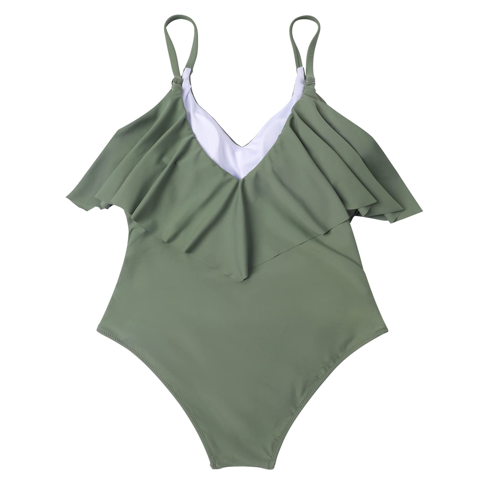 SUUKSESS Women's Slimming One Piece Swimsuit with Ruffle & Ruched Tummy Control - Sexy Bathing Suit for Beach, Pool, Vacation & Summer Activities