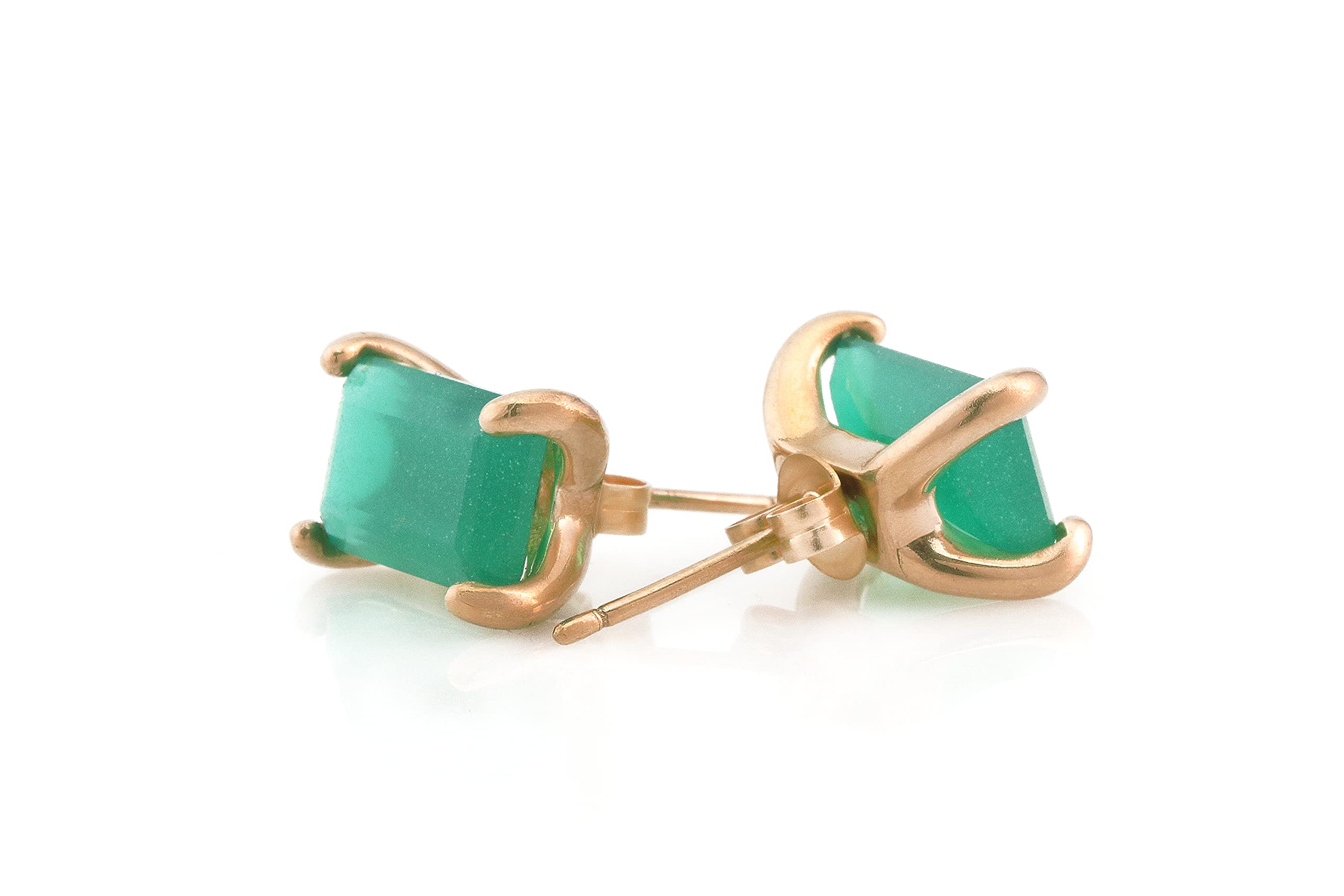 Luxury Green Onyx Stud Earrings for Women - Handmade Gemstone Jewelry with Gift Box - Perfect for Weddings, Parties & Gifts | Elegant Everyday Wear & Special Occasions