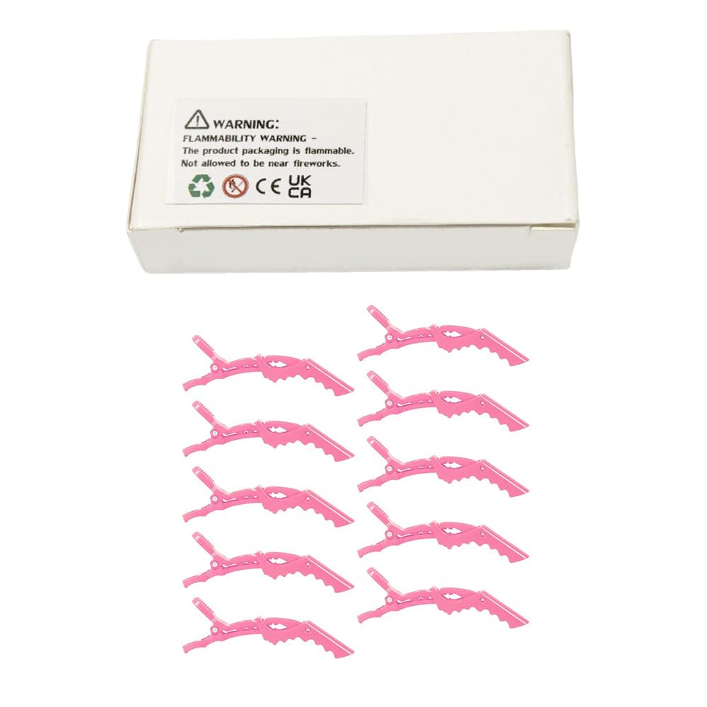 ZEVONDA 10Pcs Professional Hair Sectioning Clips - Non-Slip Grip Crocodile Hair Barrettes for Women & Girls, Wide Teeth Styling Clips (Pink) - Perfect for Salon, Home Hair Styling, Braiding & DIY Haircuts