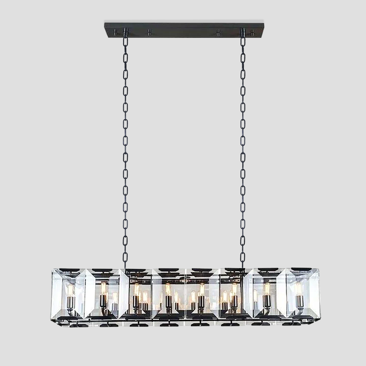 Apricity Crystal Rectangular Chandelier - Modern LED Ceiling Light Fixture for Dining Room, Living Room & Bedroom | Elegant Home Decor Lighting Solution
