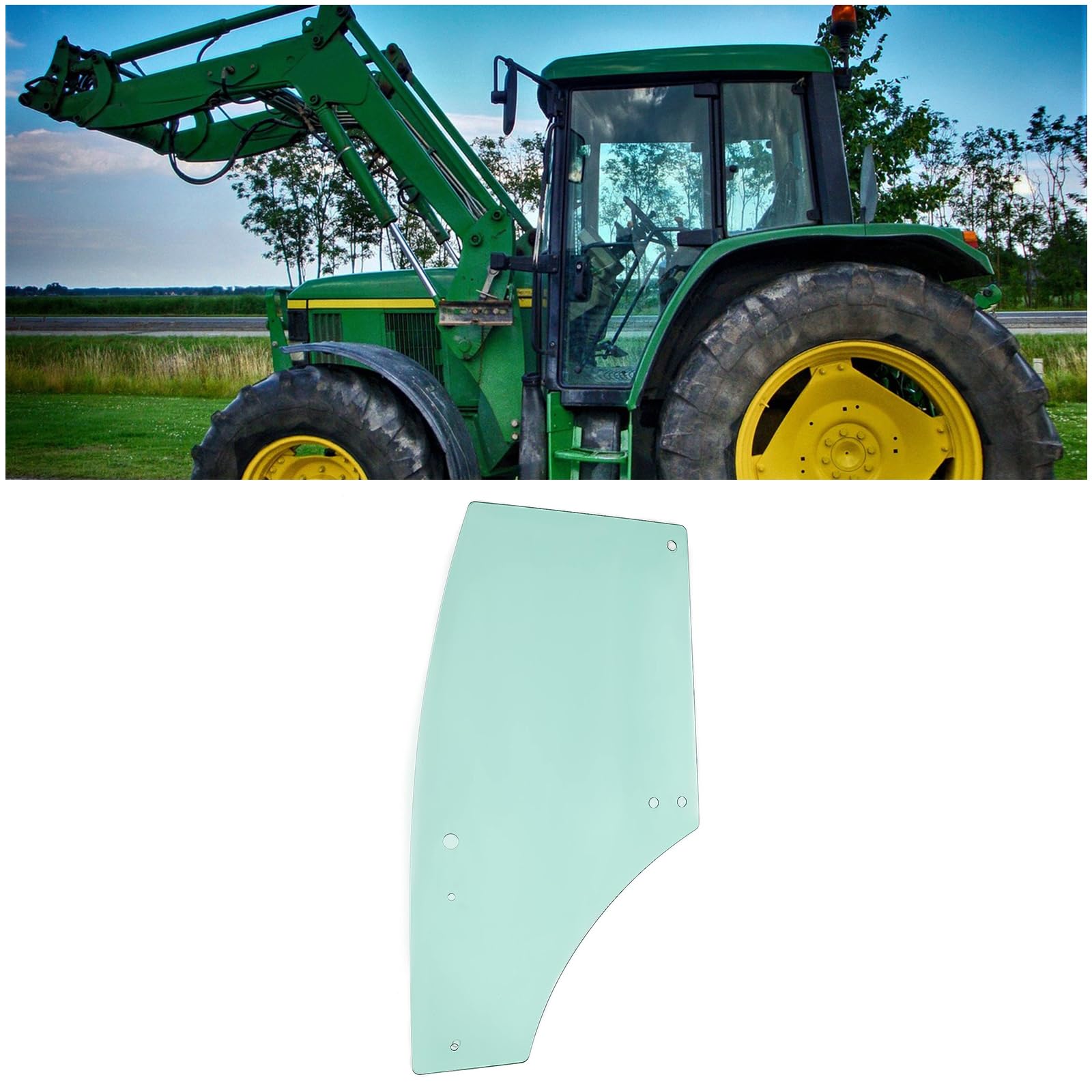 HECASA Left Cab Door Glass Replacement for John Deere Tractor 5075M 5080 5090 5100 6100 6115 6140 - Compatible with R198624 LH Cab Glass Door - Perfect for Farming, Construction & Agricultural Equipment Maintenance