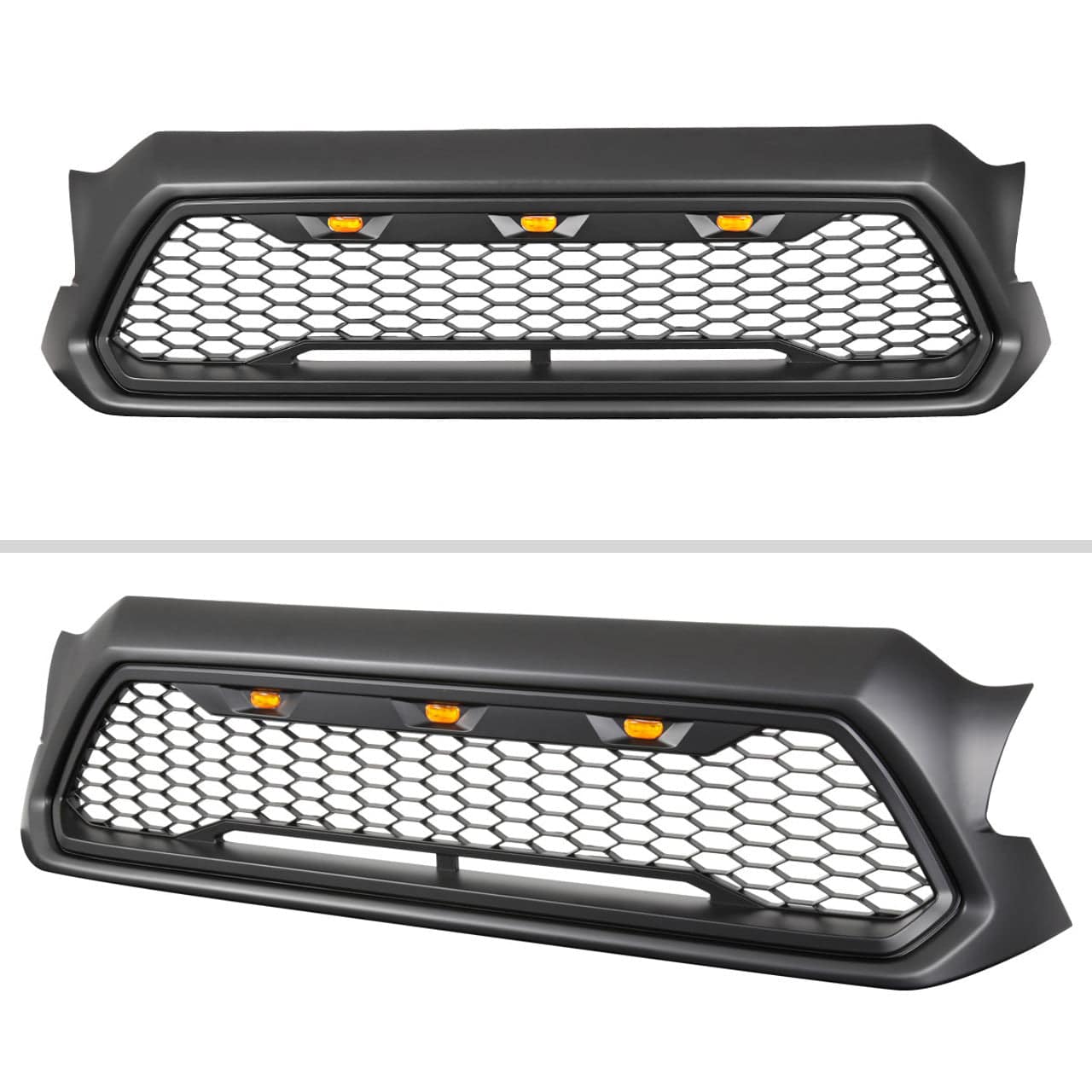 2012-2015 Toyota Tacoma Front Grille Replacement - Matte Black Mesh Design with LED Lights | Off-Road Upgrade & Custom Styling for Pickup Trucks