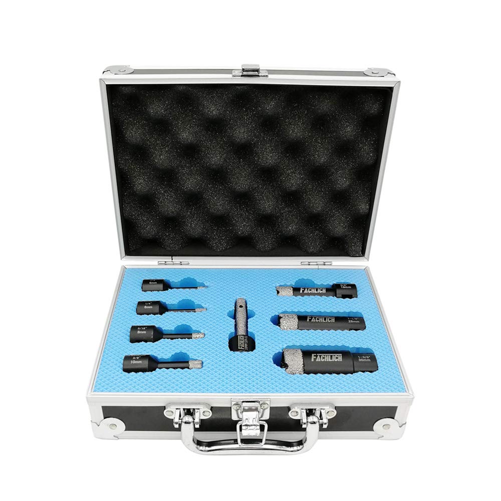 Premium Diamond Hole Saw Kit - 6/6/8/10/19/28/35mm Diamond Core Drill Bits Set for Porcelain Tile, Granite, Marble, Masonry & Brick - Perfect for Bathroom Renovation, Kitchen Backsplash & DIY Home Improvement Projects