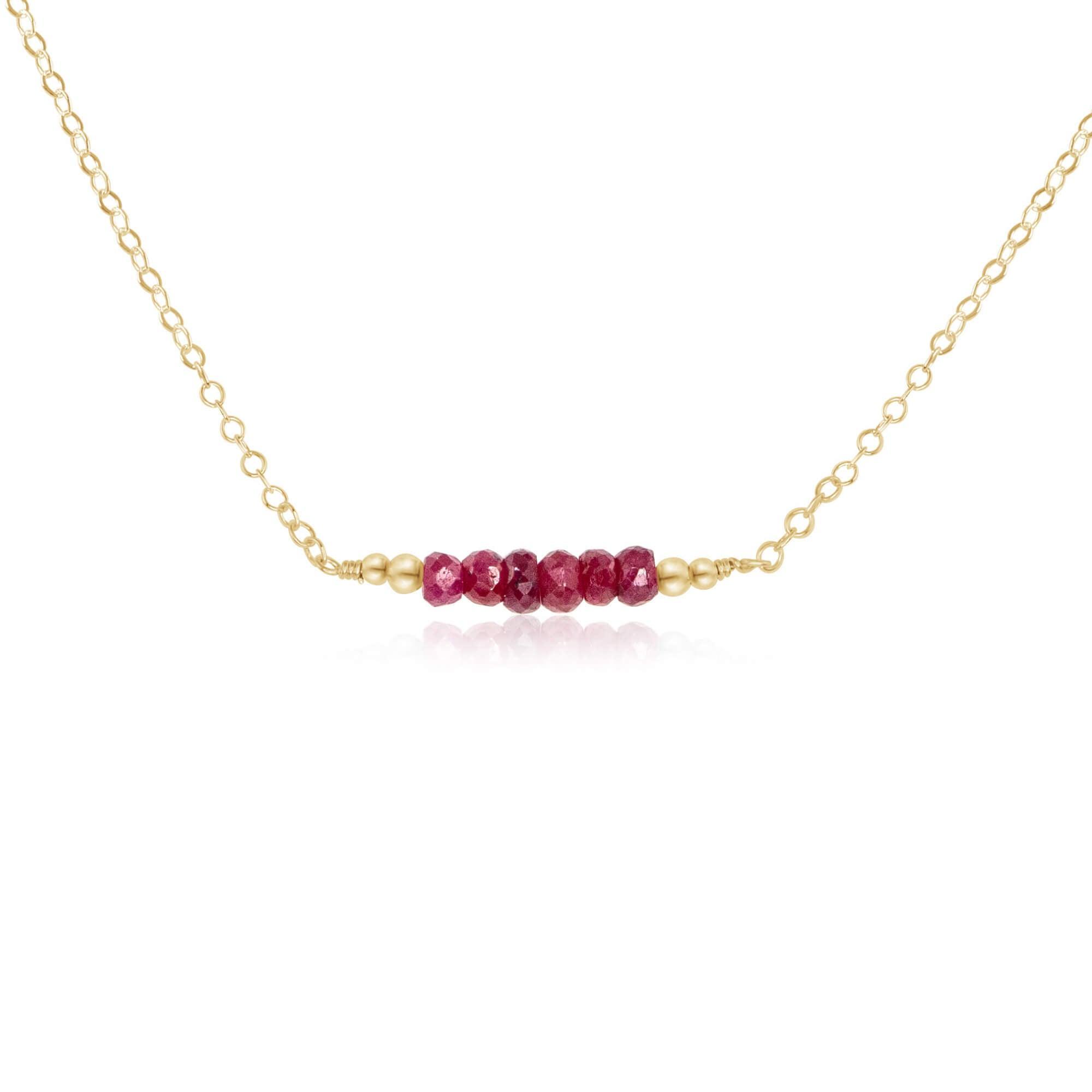 Sparkling Red Ruby Faceted Bead Bar Necklace for Women - Elegant Jewelry Gift for Birthday, Anniversary & Special Occasions