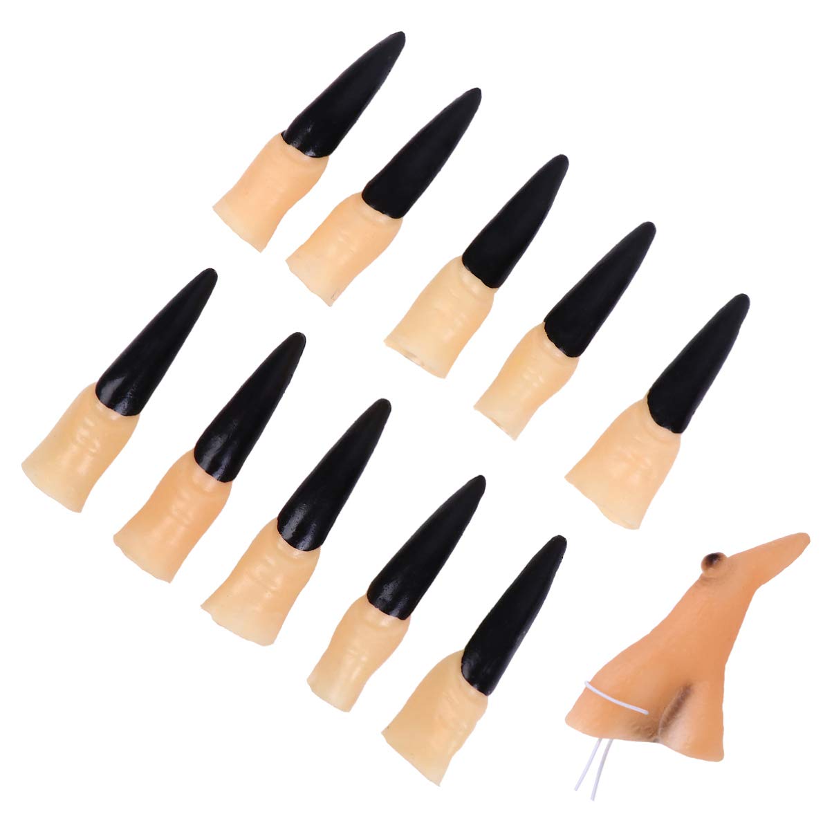 WINOMO 10Pcs Zombie Witch Fake Fingers Nails - Scary Halloween Fake Finger Claws for Cosplay, Costume Parties & Spooky Props - Perfect for Halloween Decorations, Horror Events & Themed Photoshoots