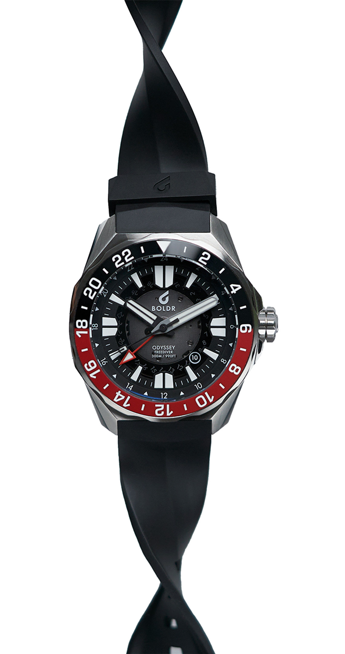BOLDR Odyssey Freediver GMT CK1886 - Premium Stainless Steel Dive Watch for Men - Perfect for Scuba Diving, Travel & Everyday Wear