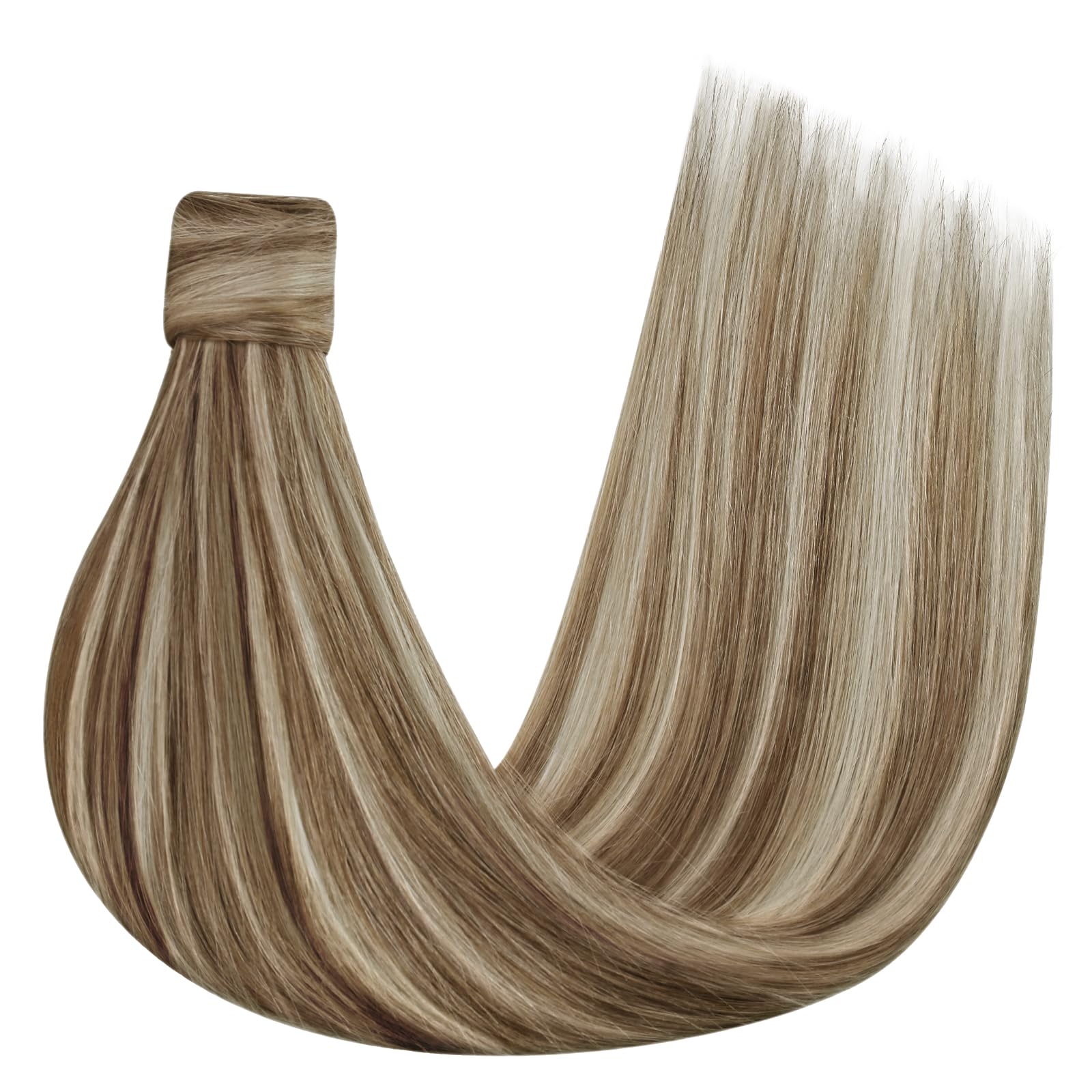 Ve Sunny 16inch Platinum Blonde Human Hair Ponytail Extension - 80g Straight Real Hair Highlights for Women | Perfect for Parties, Weddings & Everyday Styling