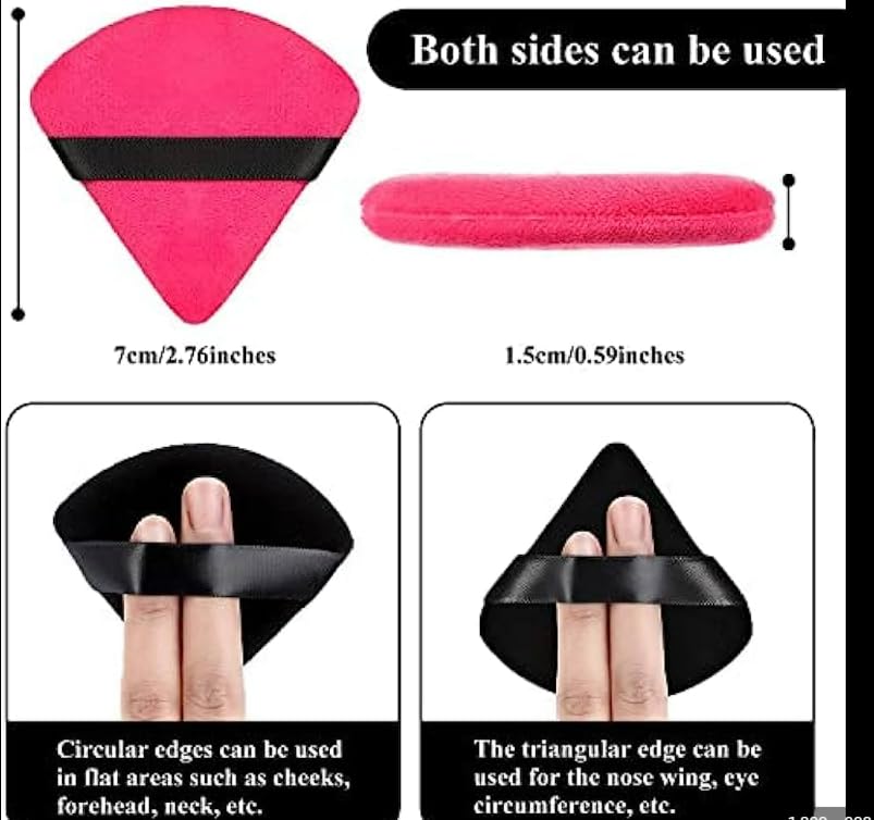 COSSESS Triangle Powder Puff - 2 Pack Makeup Sponge for Loose & Body Powder | Wet & Dry Cosmetic Sponge for Contouring, Under Eyes & Face | Soft Cotton Blender for Flawless Makeup Application | Perfect for Daily Use & Professional Makeup Kits