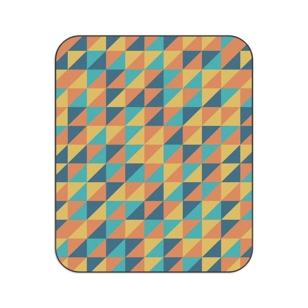 Geo Retro Pattern Picnic Blanket - Waterproof Outdoor Beach Blanket with Carrying Strap - Perfect for Park, Beach, Camping & Picnics