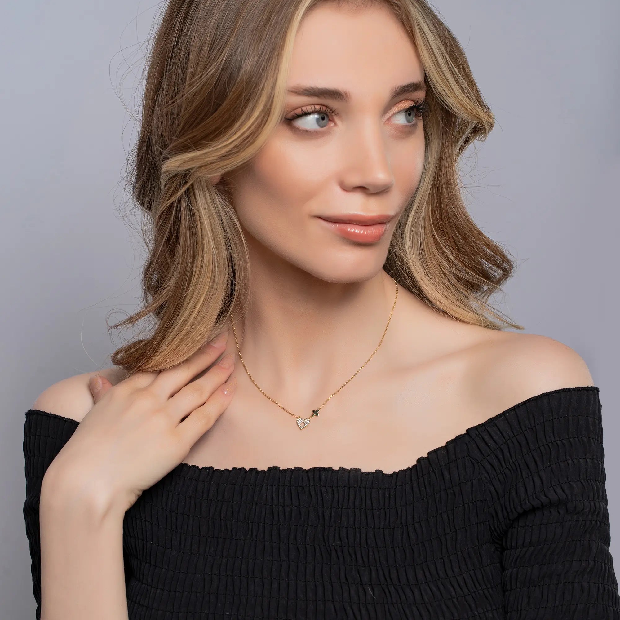 Elegant Micro Pavé Gold Heart Necklace for Women - 14K Gold Plated Dainty Pendant - Perfect for Valentine's Day, Anniversary & Romantic Gifts