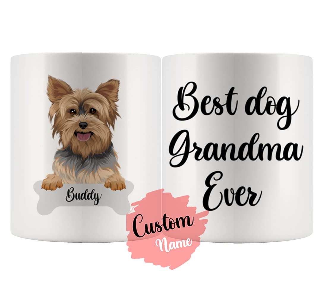 Personalized Yorkie Dog Mug for Dog Lovers - Custom Yorkshire Terrier Coffee Cup for Mom, Dad, Grandma - 11oz Ceramic White Tea Mug - Perfect Gift for Dog Owners, Birthday & Christmas Present - Enjoy Your Morning Coffee or Tea with This Cute Pet Lover Mug