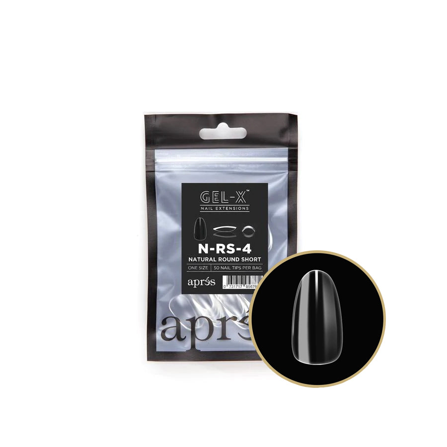 Apres Gel X Refill Bags - Natural Round Short Size 4 (50 Pcs) - Professional Nail Extension Kit for Salon & Home Manicure