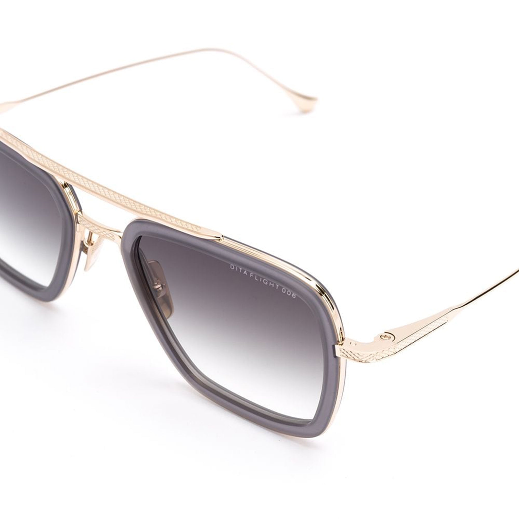Dita Eyewear 7806 Flight 006 Gold Matte Grey Crystal Sunglasses for Men & Women - Luxury Polarized Aviator Shades for Driving, Travel & Outdoor Activities