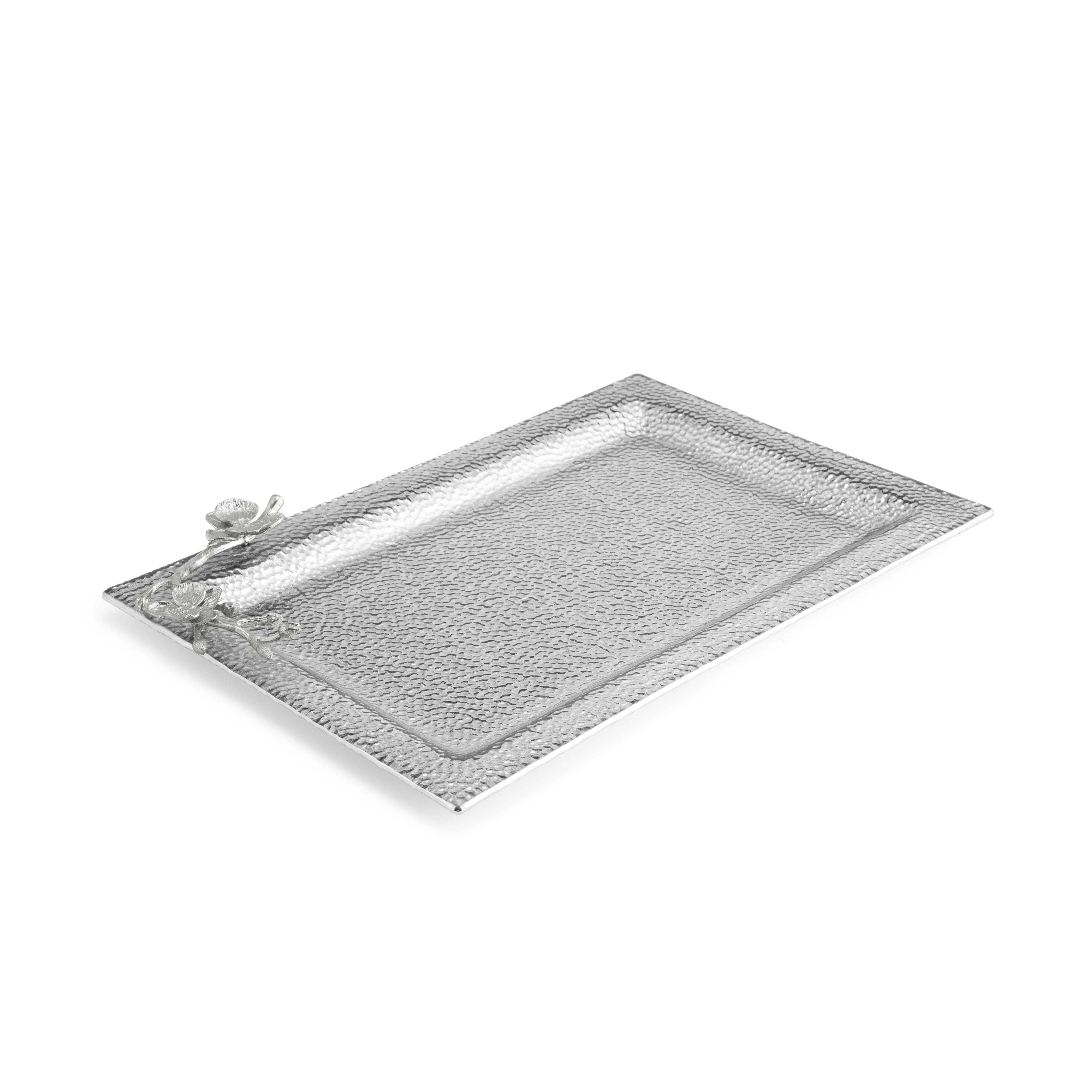 Elegant White Orchid Large Glass Serving Tray - Perfect for Dining, Bathroom Decor, and Party Serving - Durable & Stylish Home Decor Accessory