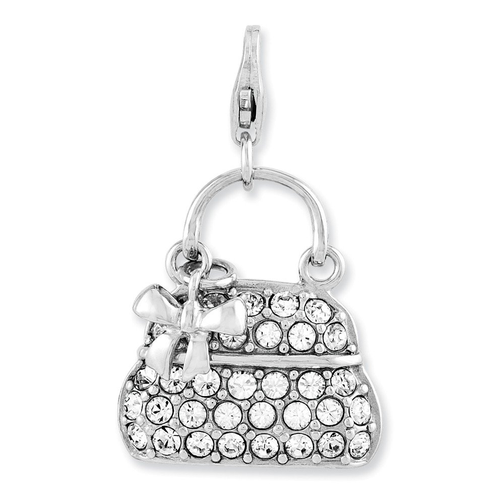 Jewels By Lux Sterling Silver Enameled 3D Purse Charm with Lobster Clasp - Elegant Handbag Accessory for Women, Perfect Gift for Birthdays & Anniversaries