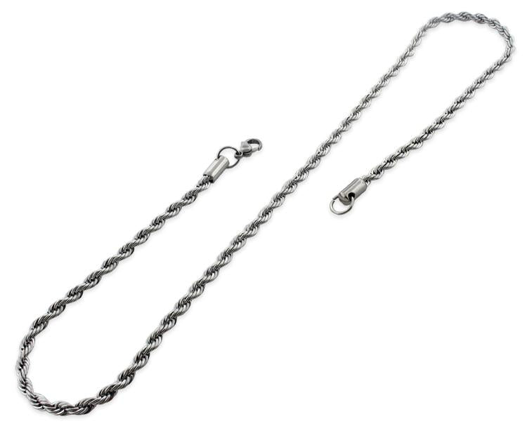 4MM Stainless Steel Rope Chain Necklace for Men & Women - Durable & Hypoallergenic Jewelry for Everyday Wear, Gifts & Special Occasions