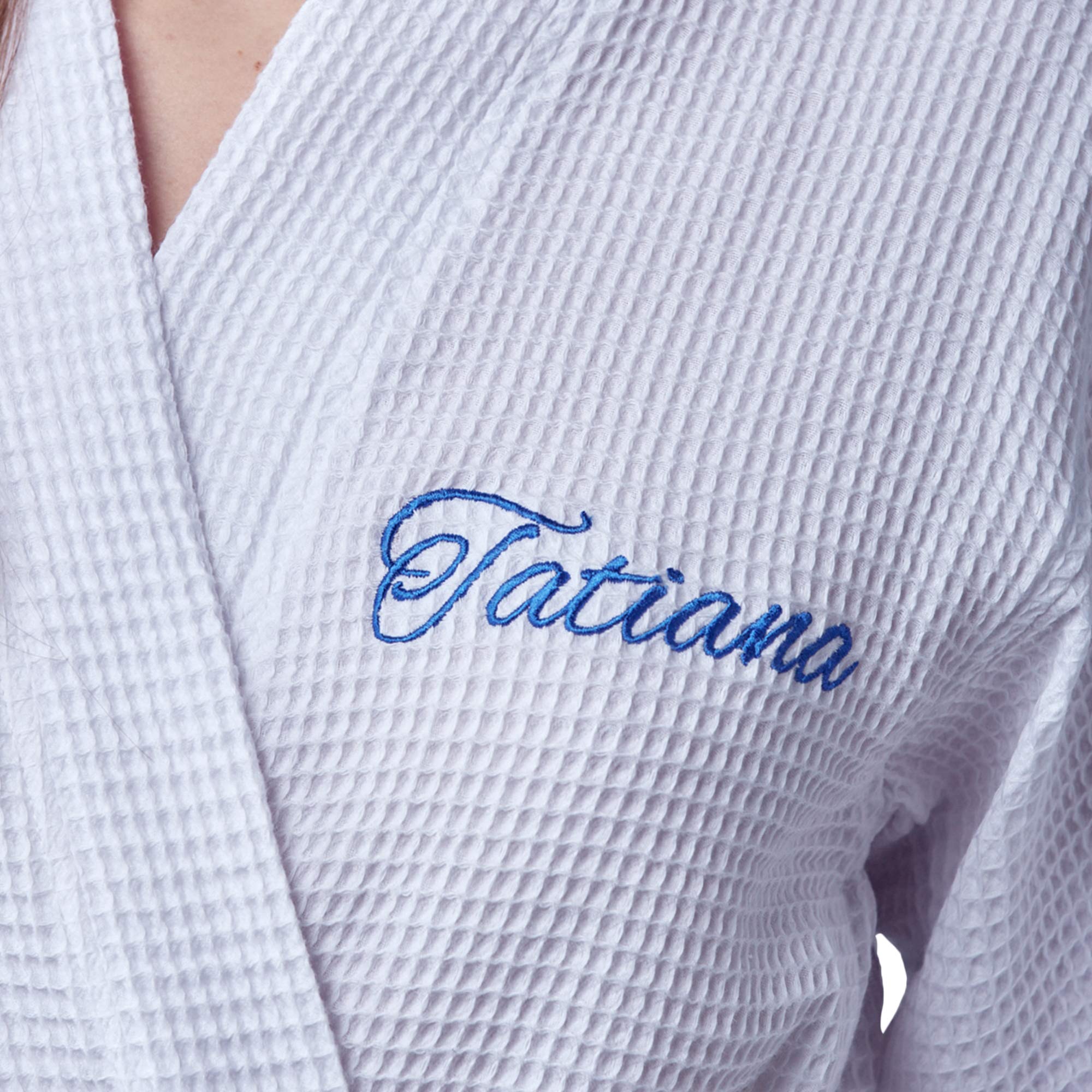 Lotus Linen Women's Lightweight Waffle Kimono Robe - Soft Cotton Spa Bathrobe with Knee Length Design - Personalized Bridesmaid Gift Set for Wedding, Bachelorette Party & Relaxing at Home