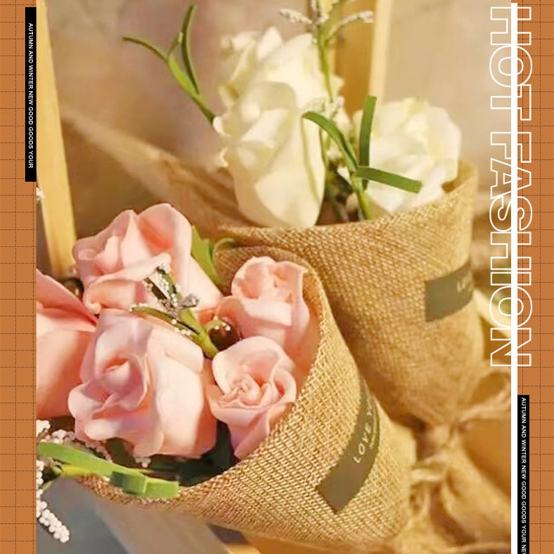 Floral Wrapping Paper for Bouquets - 19.7x5 Yard Linen Textured Flower Gift Wrap for Wedding, Birthday, Valentine's Day - DIY Floral Arrangement & Craft Packaging Supplies - Perfect for Bouquet Wrapping, Party Decorations, and Handmade Gift Presentation