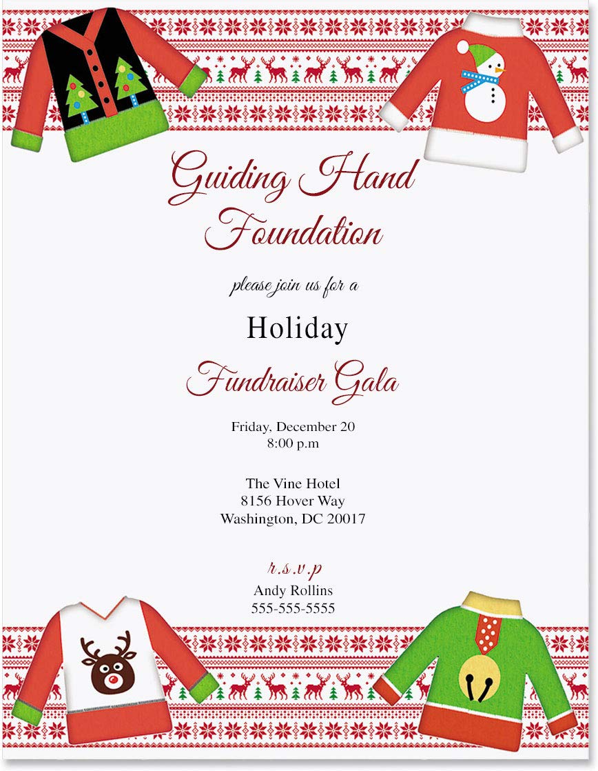 Ugly Christmas Sweater Themed Stationery - 25 Sheets Premium Holiday Border Paper & Letterhead (8.5 x 11) for Winter Cards, Festive Letter Writing & Decorative Printer Paper