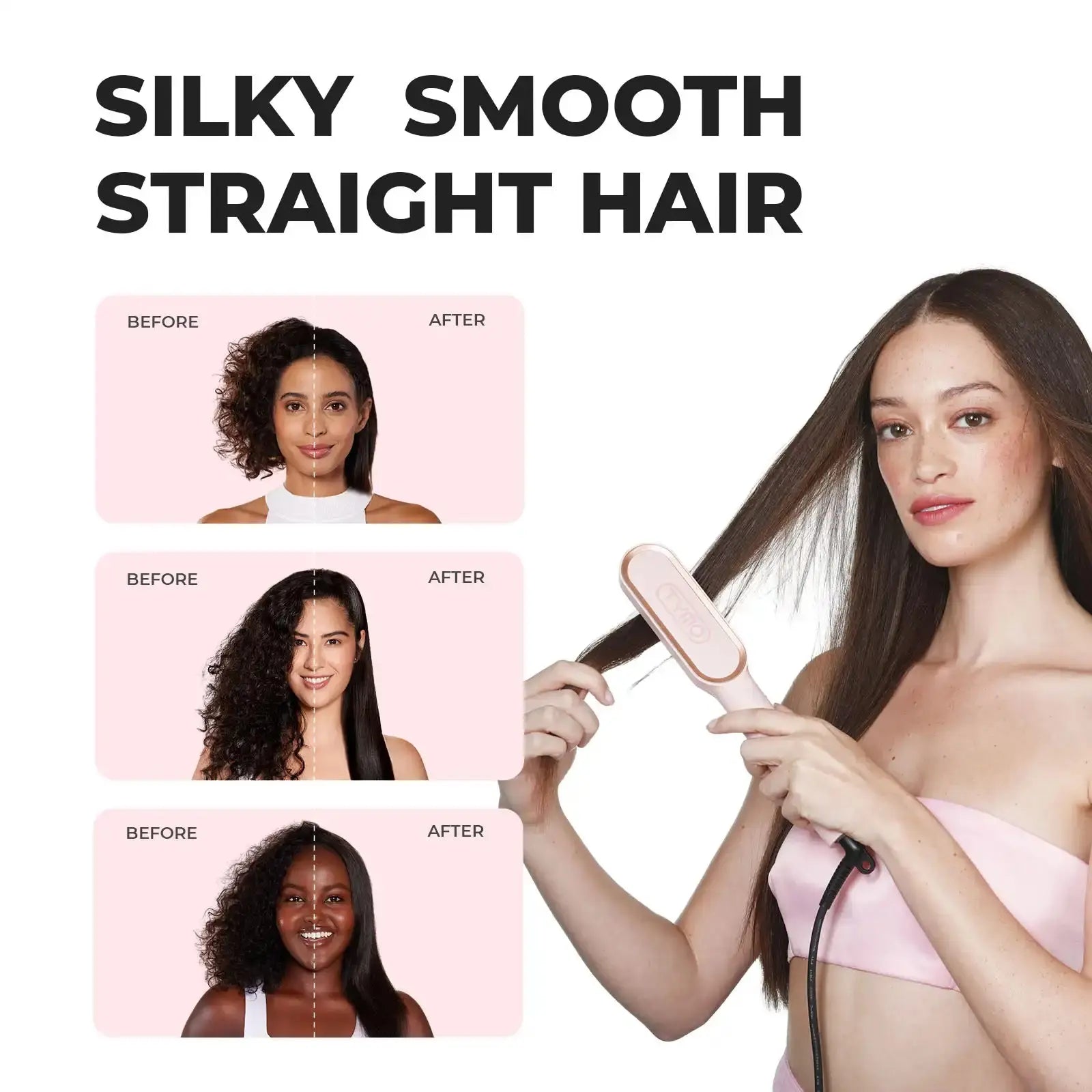 TYMO Pink Hair Styling Hot Air Brush - Volumizing & Straightening for Smooth, Shiny Hair | Perfect for Home & Salon Use
