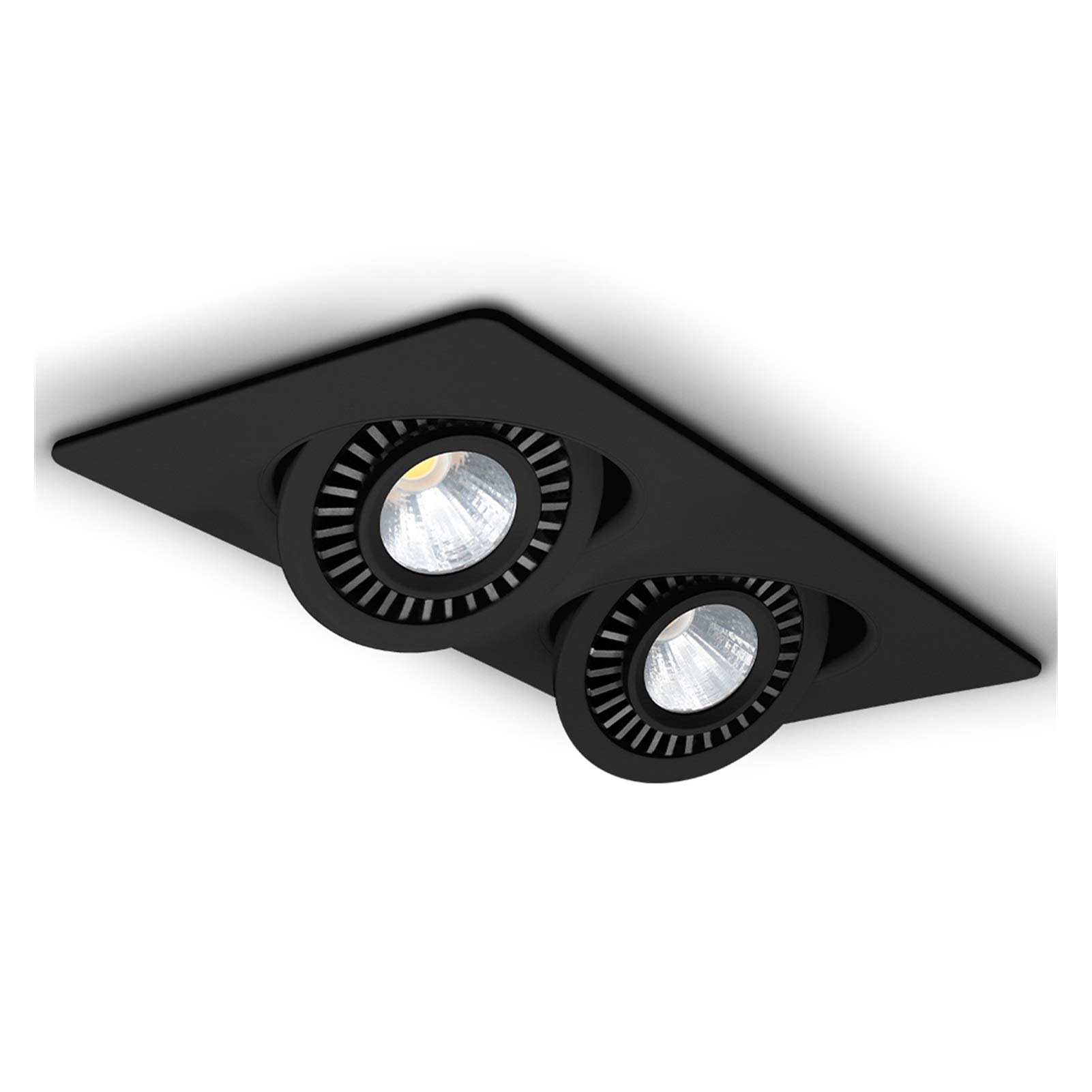 Dimmable Black LED Recessed Downlight - 360 Degree Rotating Ceiling Spot Light for Bedroom (Natural White, 24W Double Head) | Perfect for Modern Home Lighting & Accent Decor
