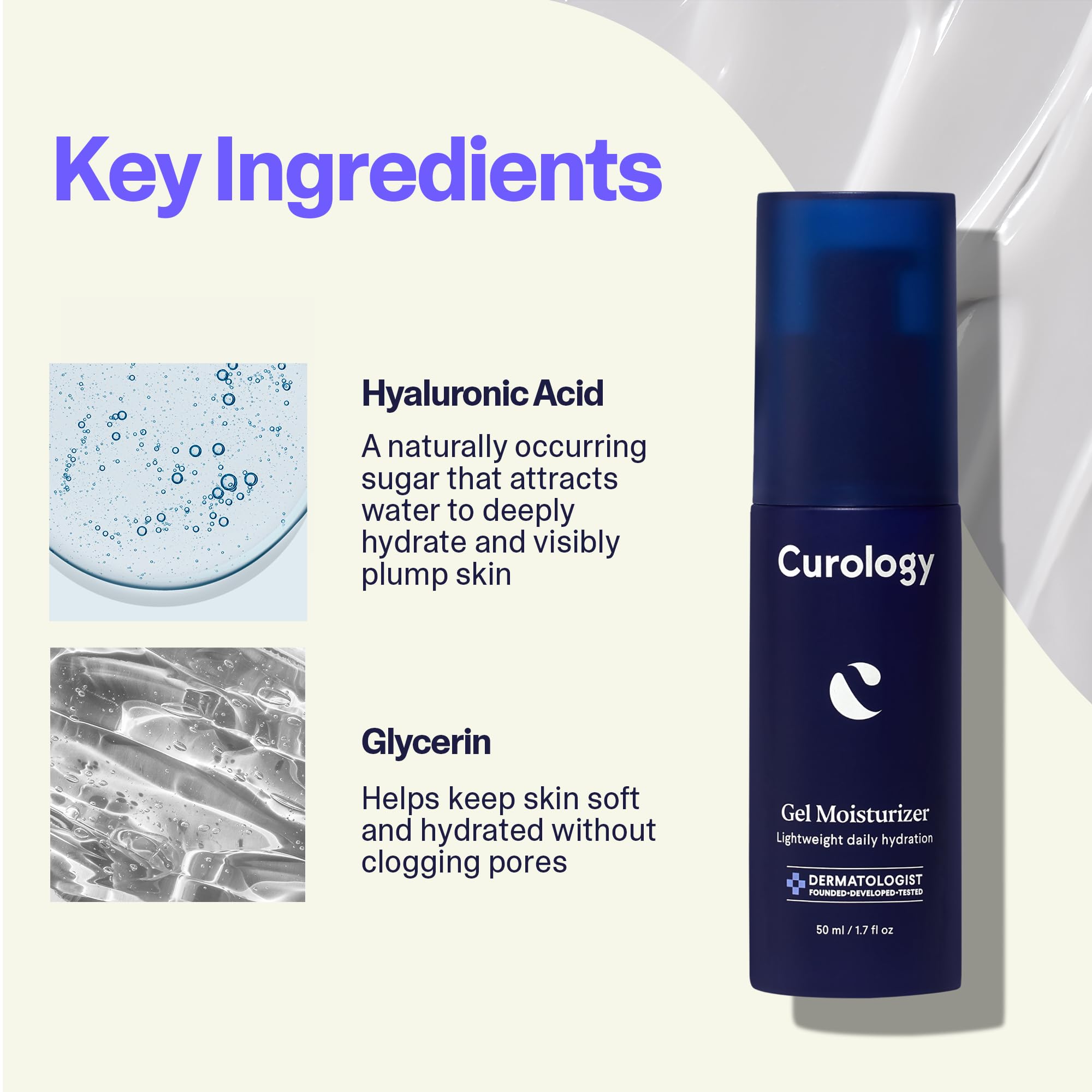 Curology Gel Face Moisturizer & Hydro+ Eye Gel Set - Hydrating Skincare Bundle for Dry Skin | Day & Night Moisturizing Cream for Face & Under Eyes
