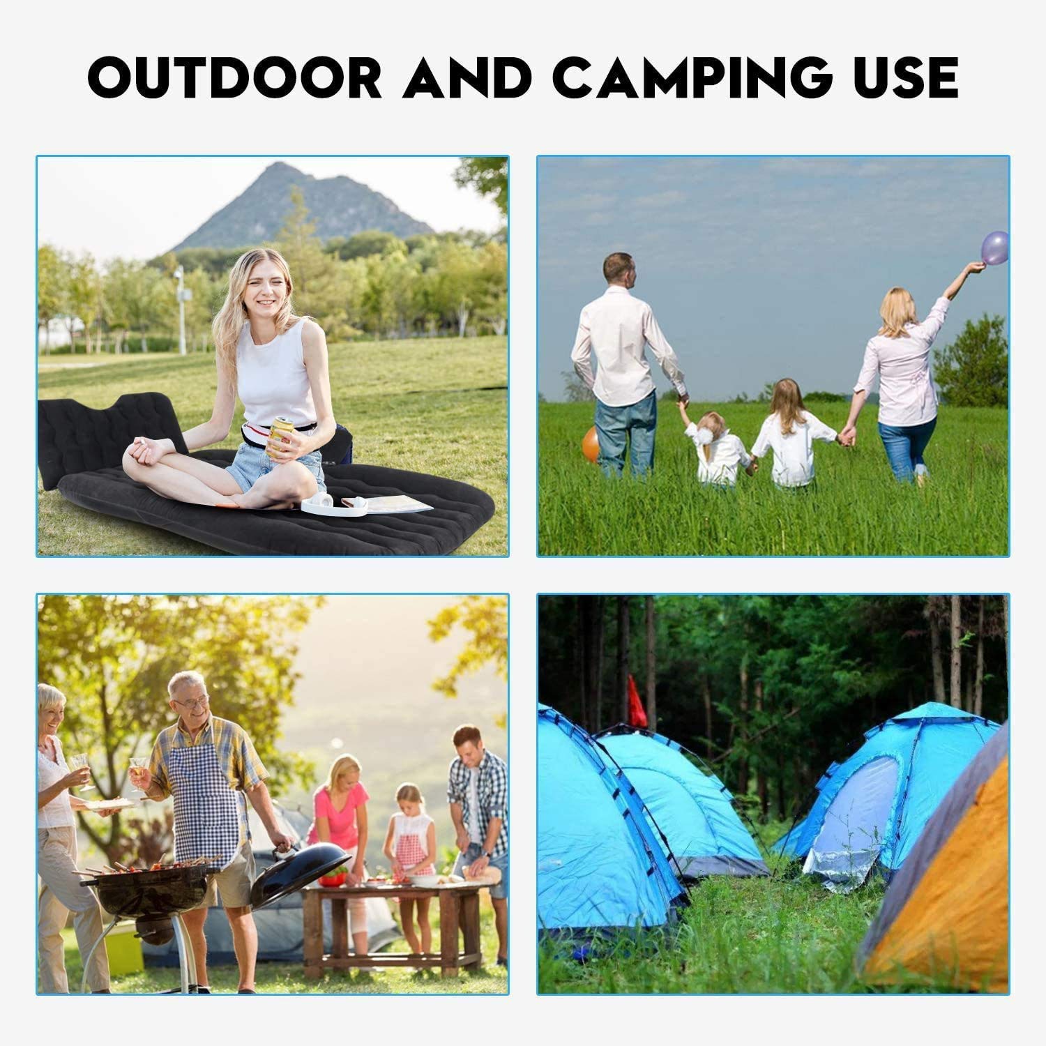 **Inflatable Car Mattress for Travel & Camping - Multifunctional Back Seat Air Bed with Built-in Pump, Portable & Comfortable - Navy Blue - Perfect for Road Trips, Camping & Outdoor Adventures**