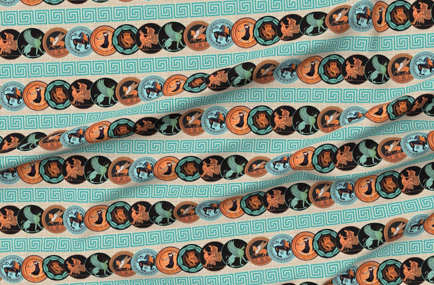 Greek Ancient Art Printed Minky Fabric Fat Quarter - Soft Plush Fabric for Sewing Baby Blankets, Quilt Backing & DIY Projects - Perfect for Nursery Decor, Gift Making & Home Crafts