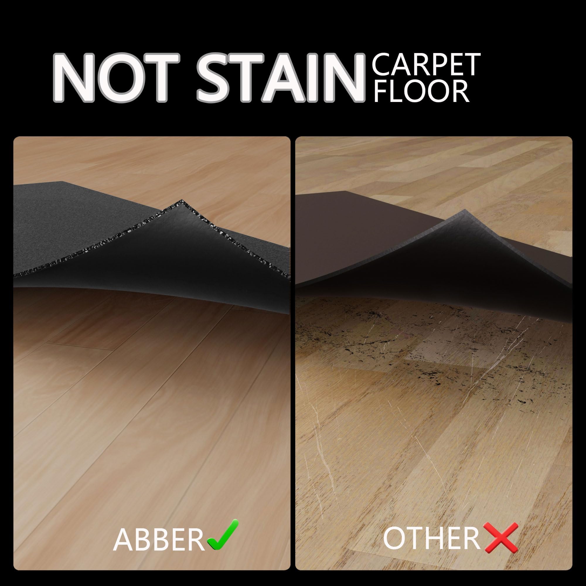 **ABBER Bike Mat for Peloton Bike & Exercise Equipment - Non-Slip Treadmill Mat, Elliptical Mat, Trainer Mat Pad for Indoor Spin Bikes - Protects Hardwood Floors - Perfect for Home Gym, Yoga & Workout Spaces**