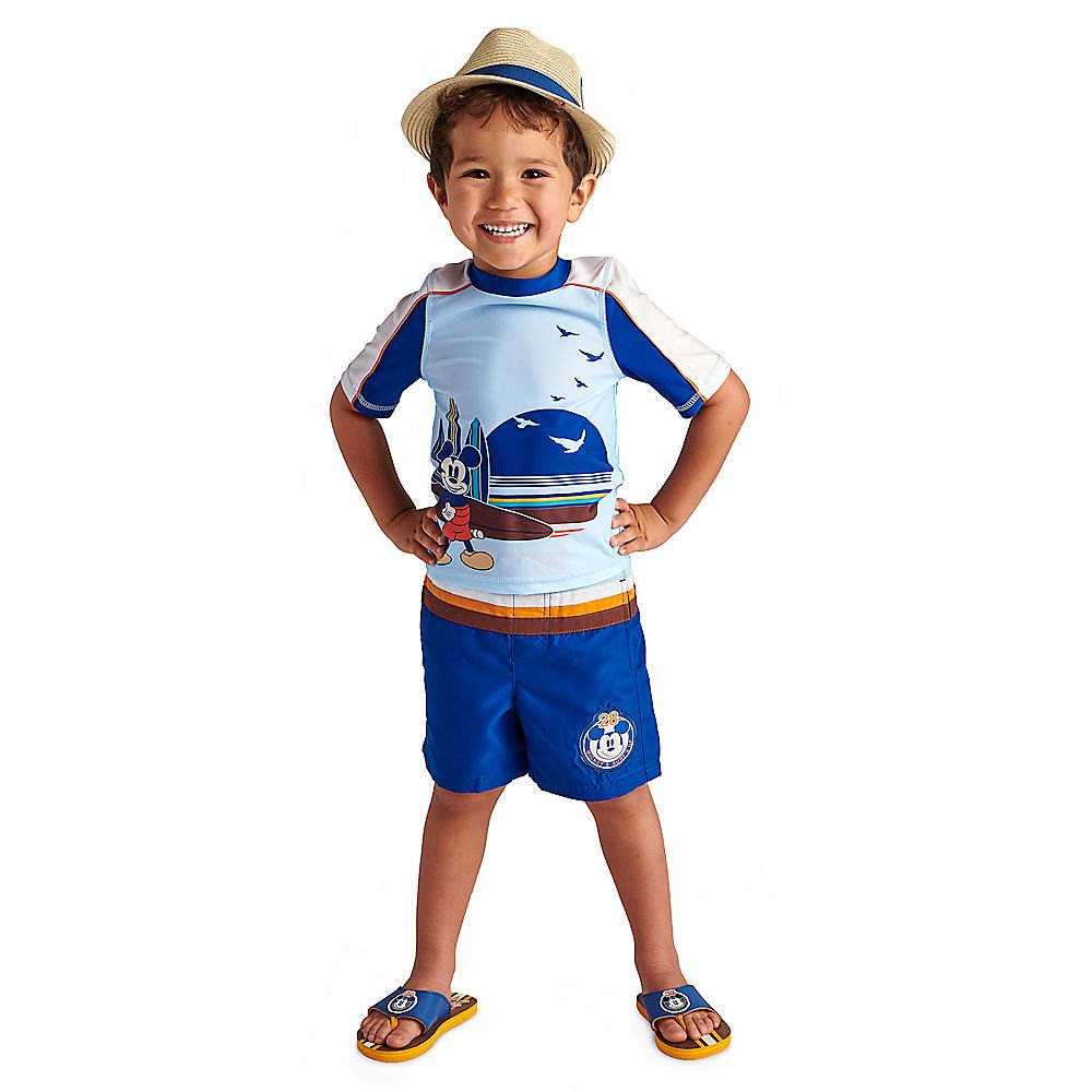Disney Mickey Mouse Boys' Rash Guard Swim Shirt - UPF 50+ Sun Protection for Swimming, Beach, and Pool Activities