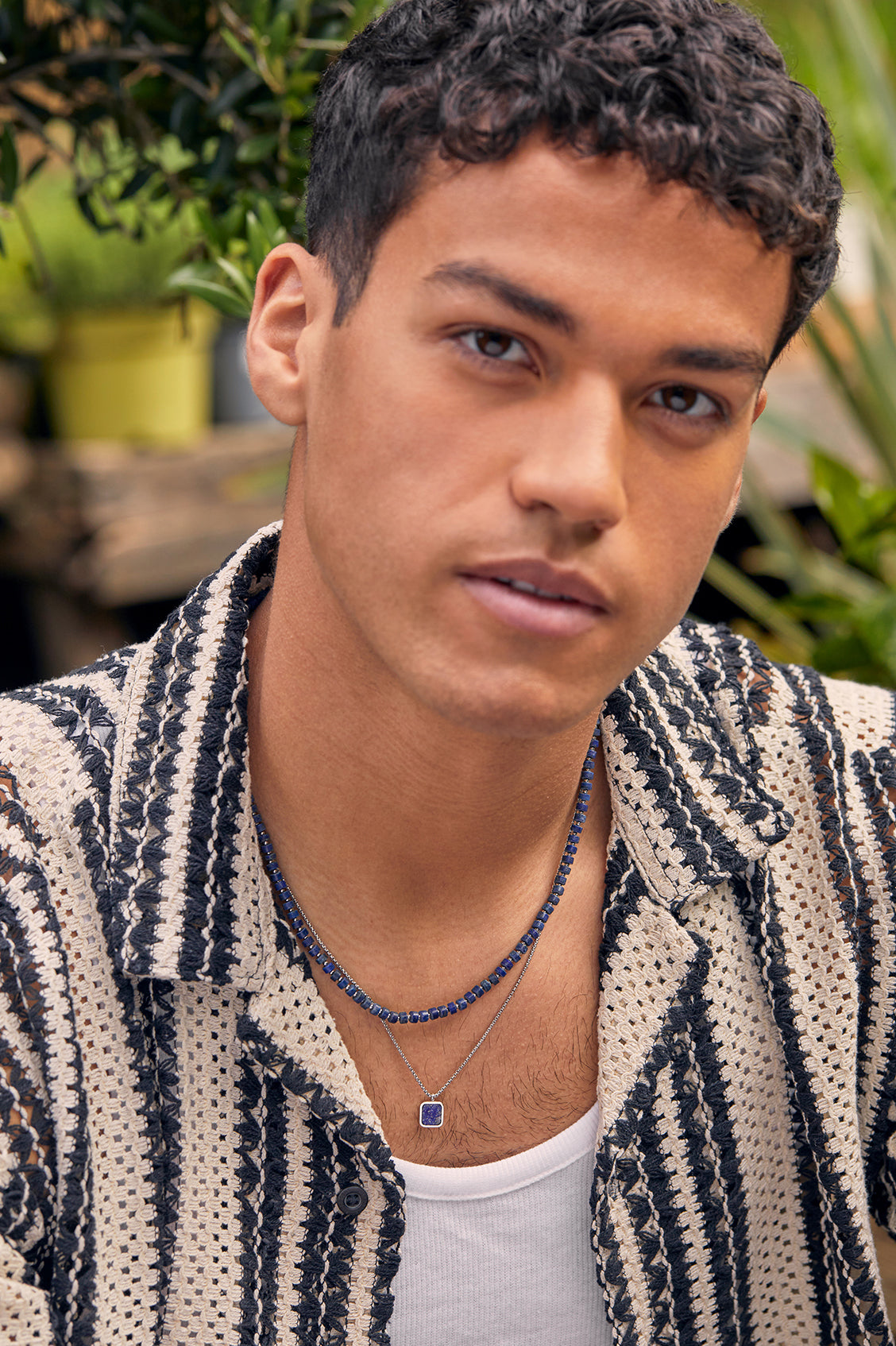 Men's Square Gemstone Pendant Necklace - Sterling Silver or Gold Plated Gemstone Jewelry for Men - Perfect for Gifts, Weddings, and Formal Occasions