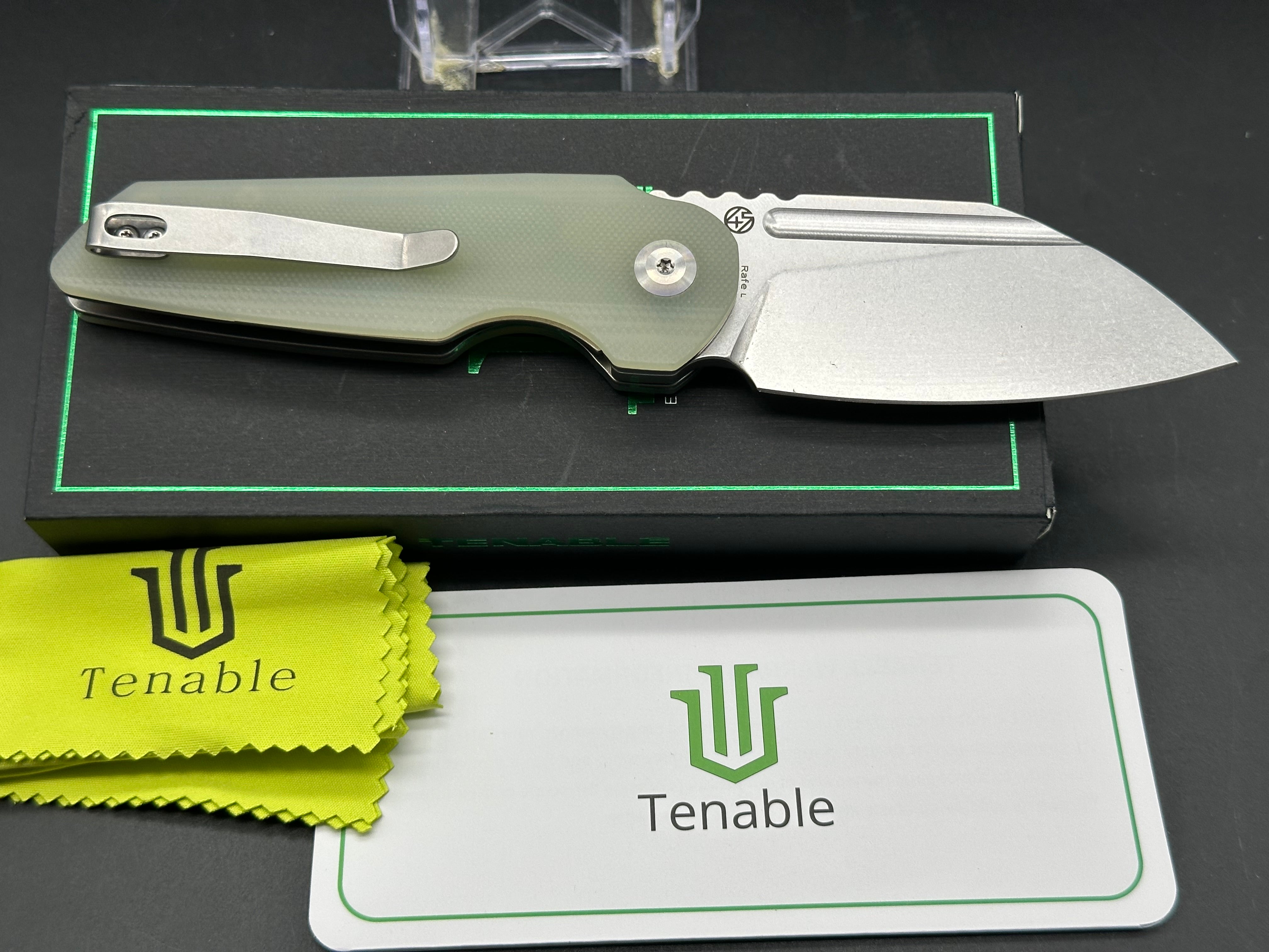 Premium TENABLE RAFE L Folding Knife - Jade G10 Handle, 14C28N Steel Plain Edge Blade - EDC, Camping, Survival & Outdoor Activities