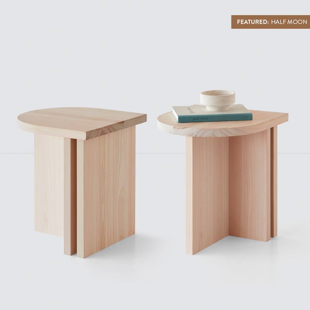 Premium Japanese Hinoki Wood Side Table - Natural Solid Wood Nightstand for Bedroom, Living Room & Patio - Handcrafted Small End Table with Smooth Finish