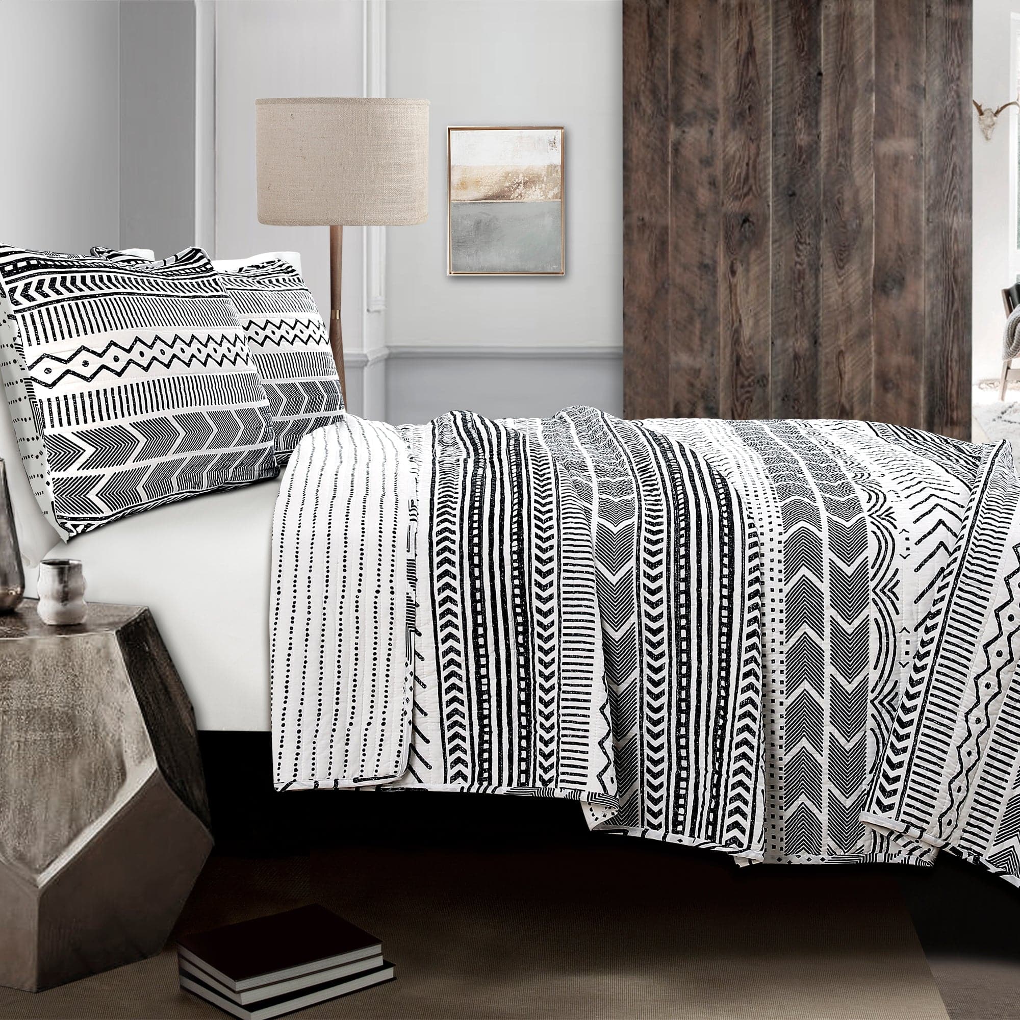 Hygge Geo Quilt 3 Piece Set - Soft Geometric Pattern Bedding for Cozy Bedroom Decor | Perfect for Master Bedroom, Guest Room & Dorm