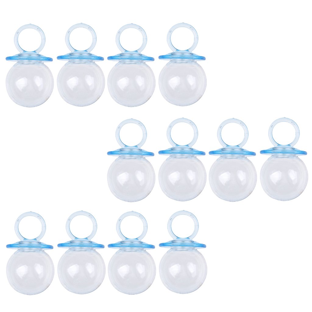 B Baosity 12-Pack Reusable Pacifier-Shaped Baby Bottles - Leak-Proof & BPA-Free - Perfect for Travel, Daycare & On-the-Go Feeding (Blue)