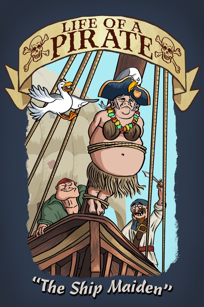 Life of a Pirate - The Ship Maiden Giclee Art Print 16x24 Inch - Vintage Nautical Wall Decor for Living Room, Office & Travel Themed Spaces