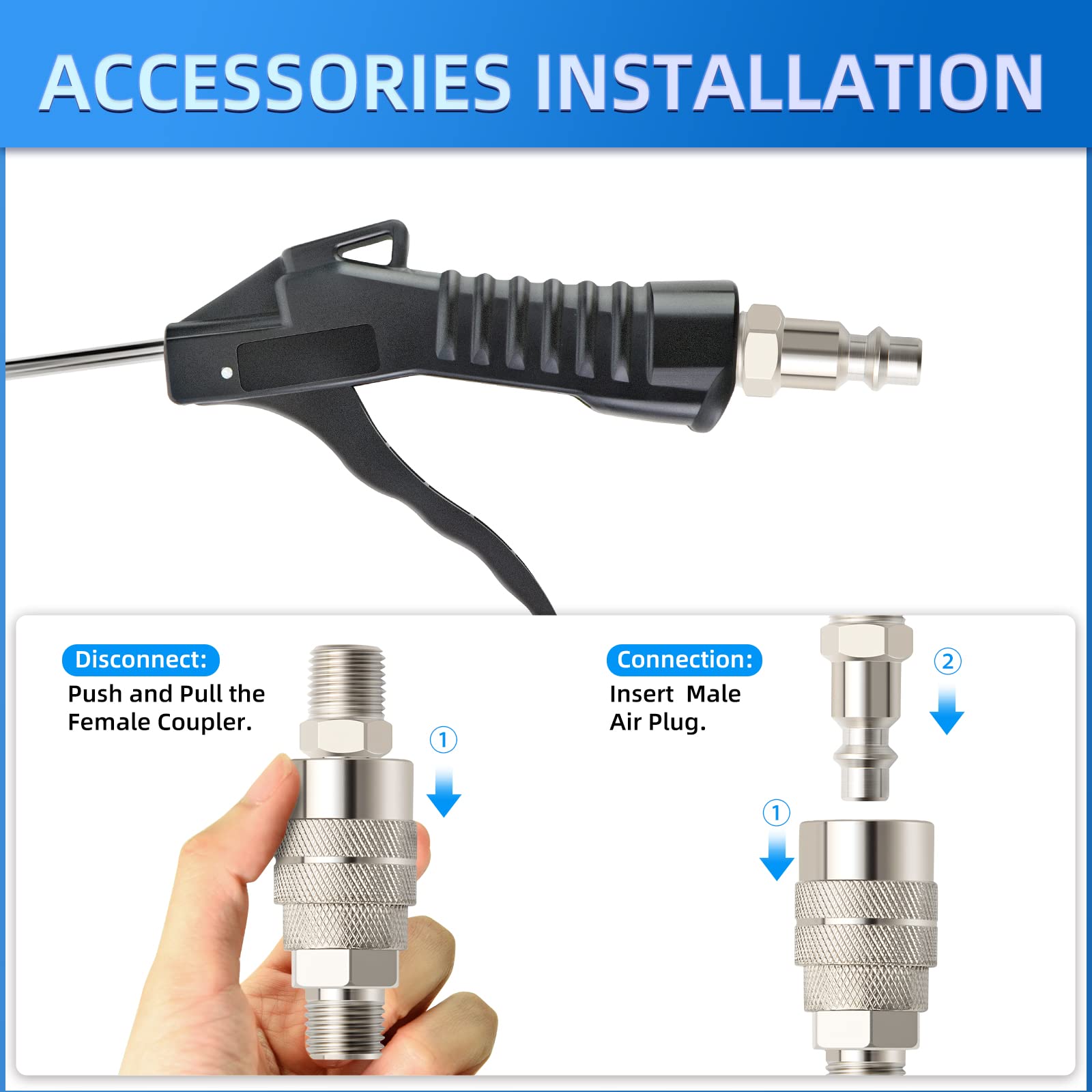 8-Piece Pistol Grip Air Blow Gun Kit with 1/4