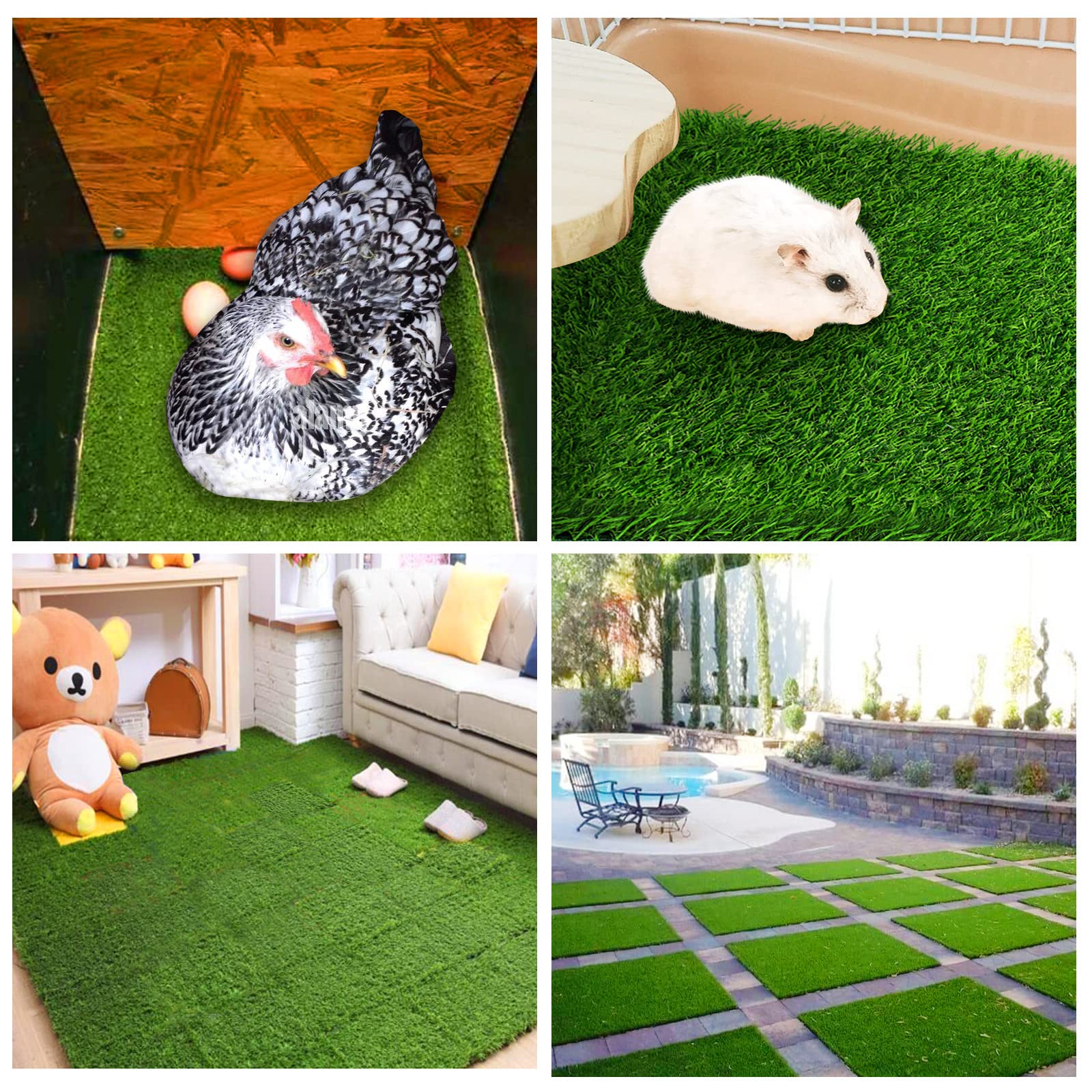 8 Pack Washable Artificial Grass Chicken Nesting Box Pads - 12