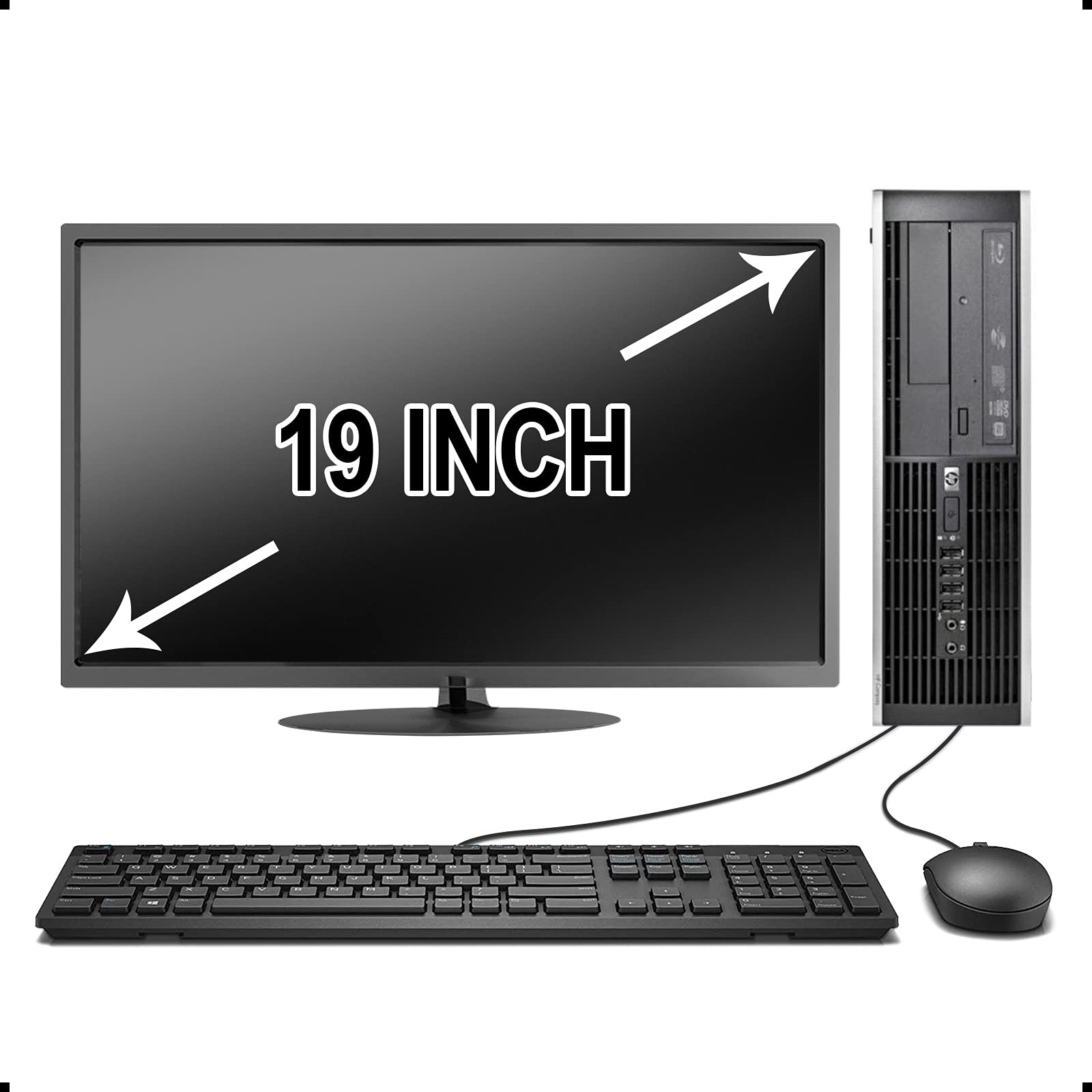 HP Elite Desktop Computer - Intel Core i5 3.2GHz, 8GB RAM, 500GB HDD, WiFi, Windows 10 (Renewed) with 19