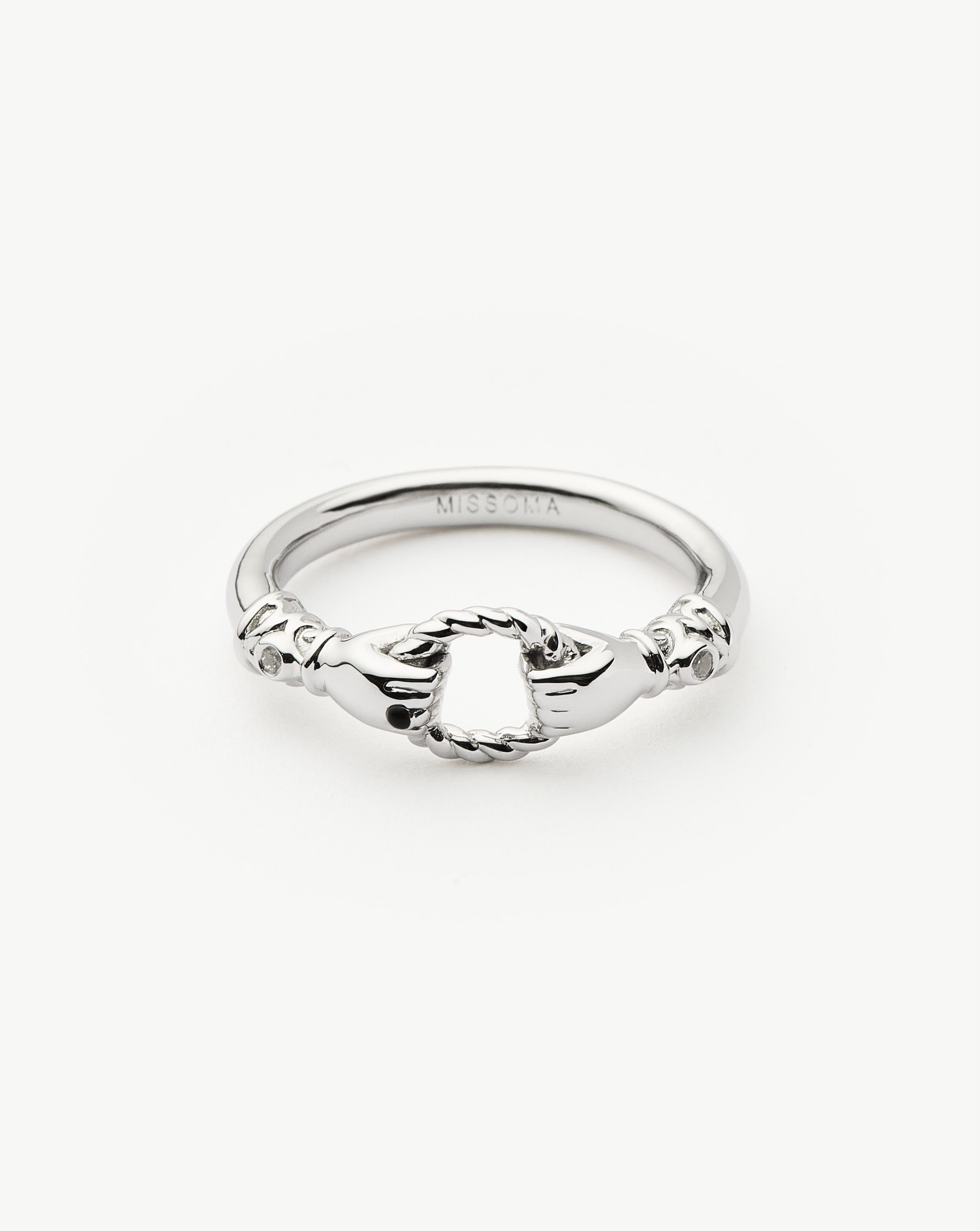 Harris Reed In Good Hands Stacking Ring - Sterling Silver, Cubic Zirconia & Black Onyx | Elegant Layered Ring for Women, Perfect for Everyday Wear, Gift Giving & Special Occasions