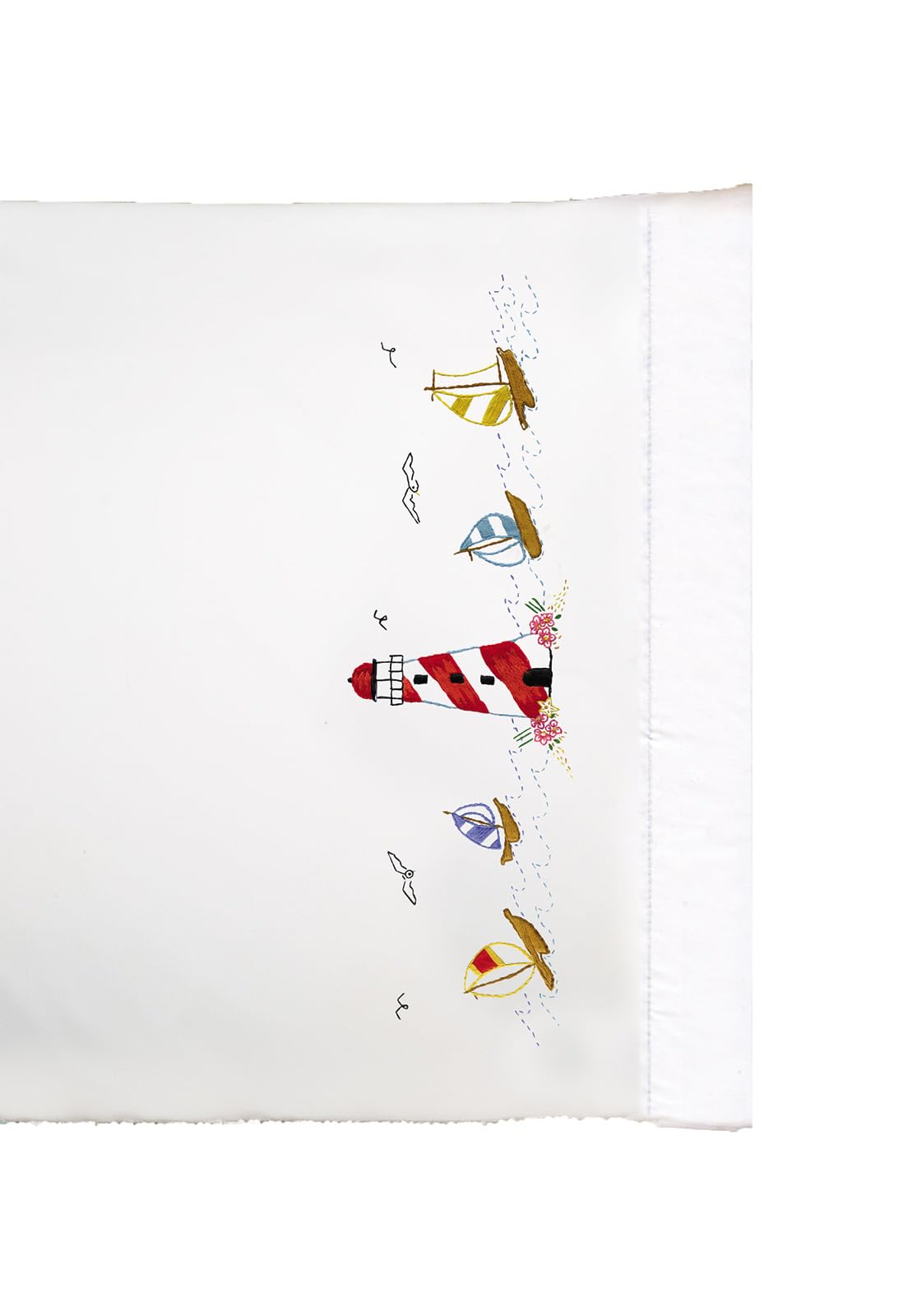 Lighthouse Embroidery Stamped Pillowcases for DIY Crafting - Perfect for Home Decor, Gifts, and Coastal Themed Bedrooms
