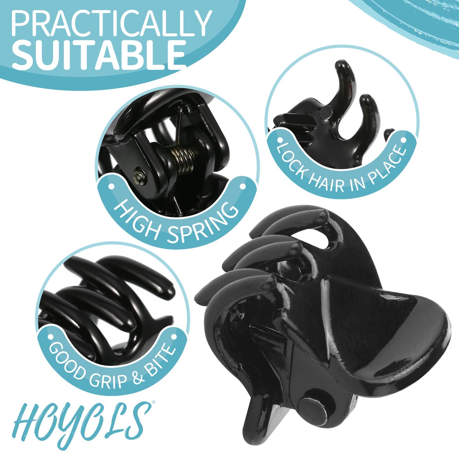 48 Pcs Black Mini Hair Claw Clips for Women & Girls - Non-Slip Jaw Clamps for Fine to Thick Hair - Secure Hold Styling Accessories in Plastic Box (Great for Travel, Gym & Everyday Hairstyles)