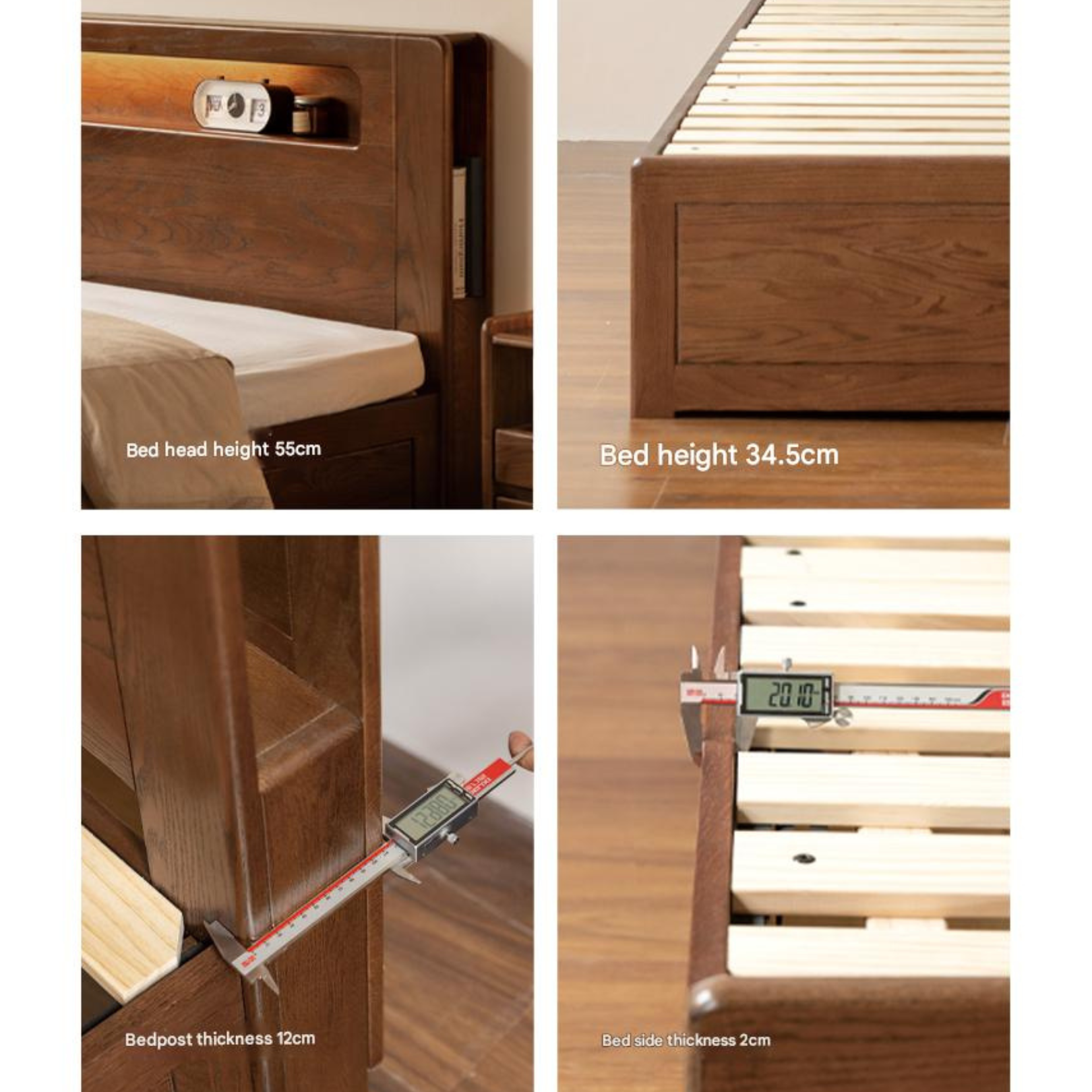Solid Oak Wood Glow in The Dark Storage Box for Bedroom - Under Bed Organizer with Luminous Lid for Nighttime Visibility & Easy Access