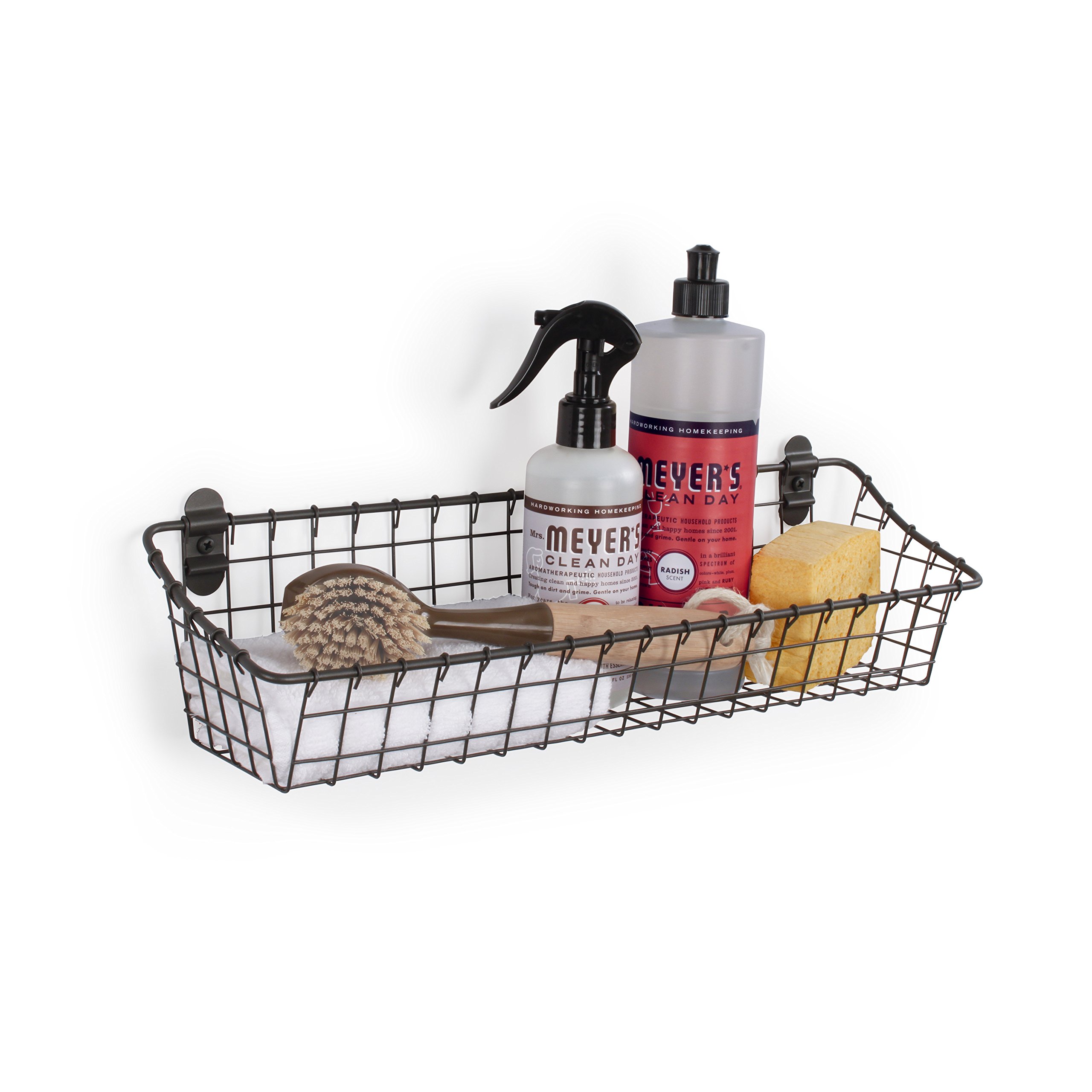 Vintage Wall Mount Basket - Industrial Gray for Home & Office Storage